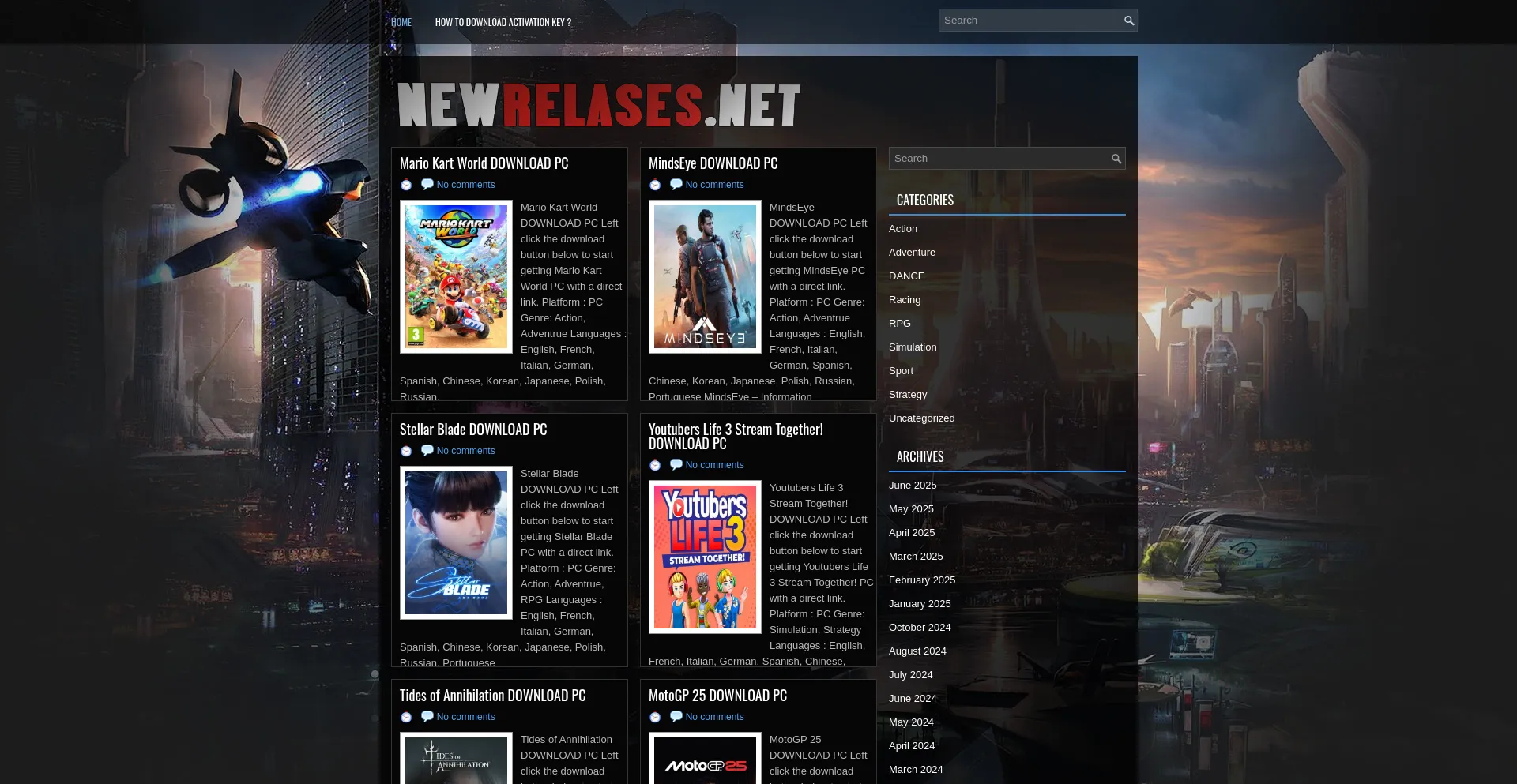 Website screenshot of Newrelases.net