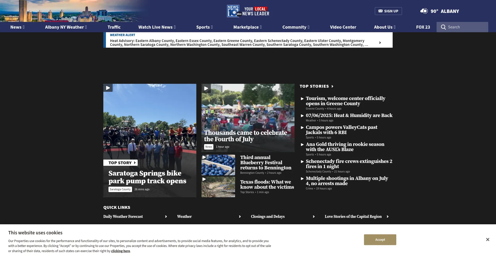 Website screenshot of News10.com