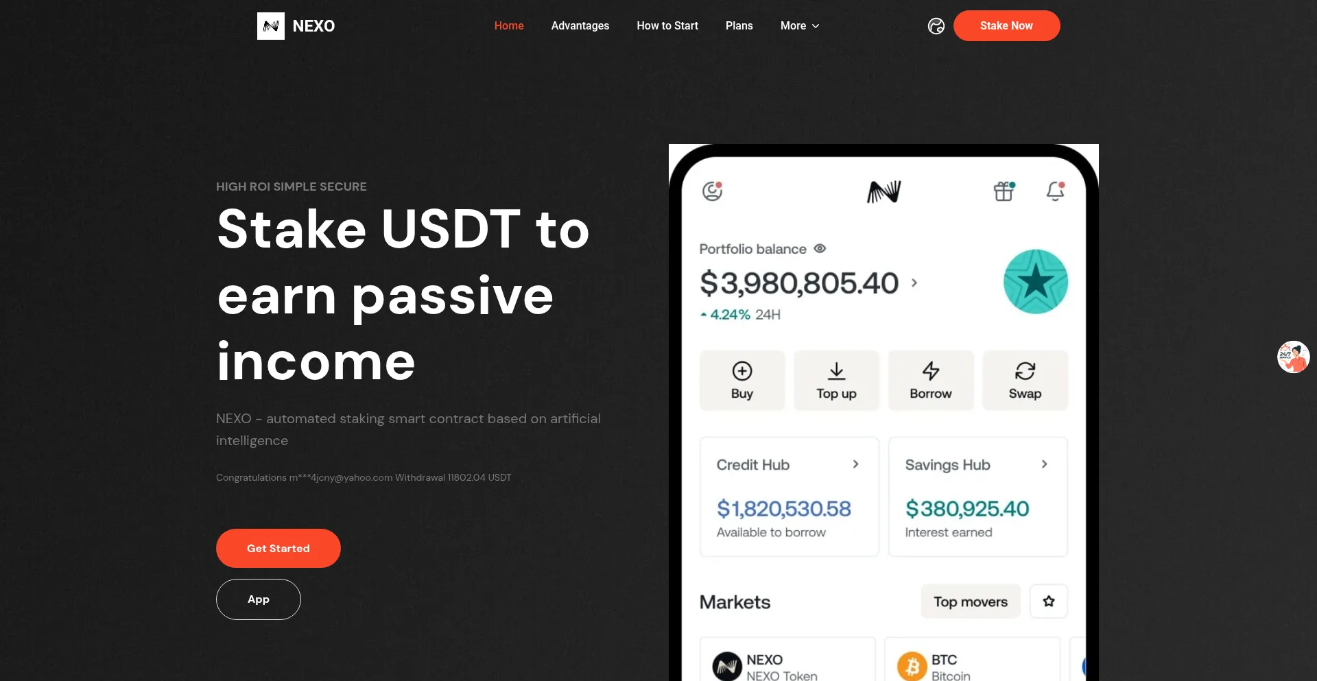 Website screenshot of Nexo-interest.com