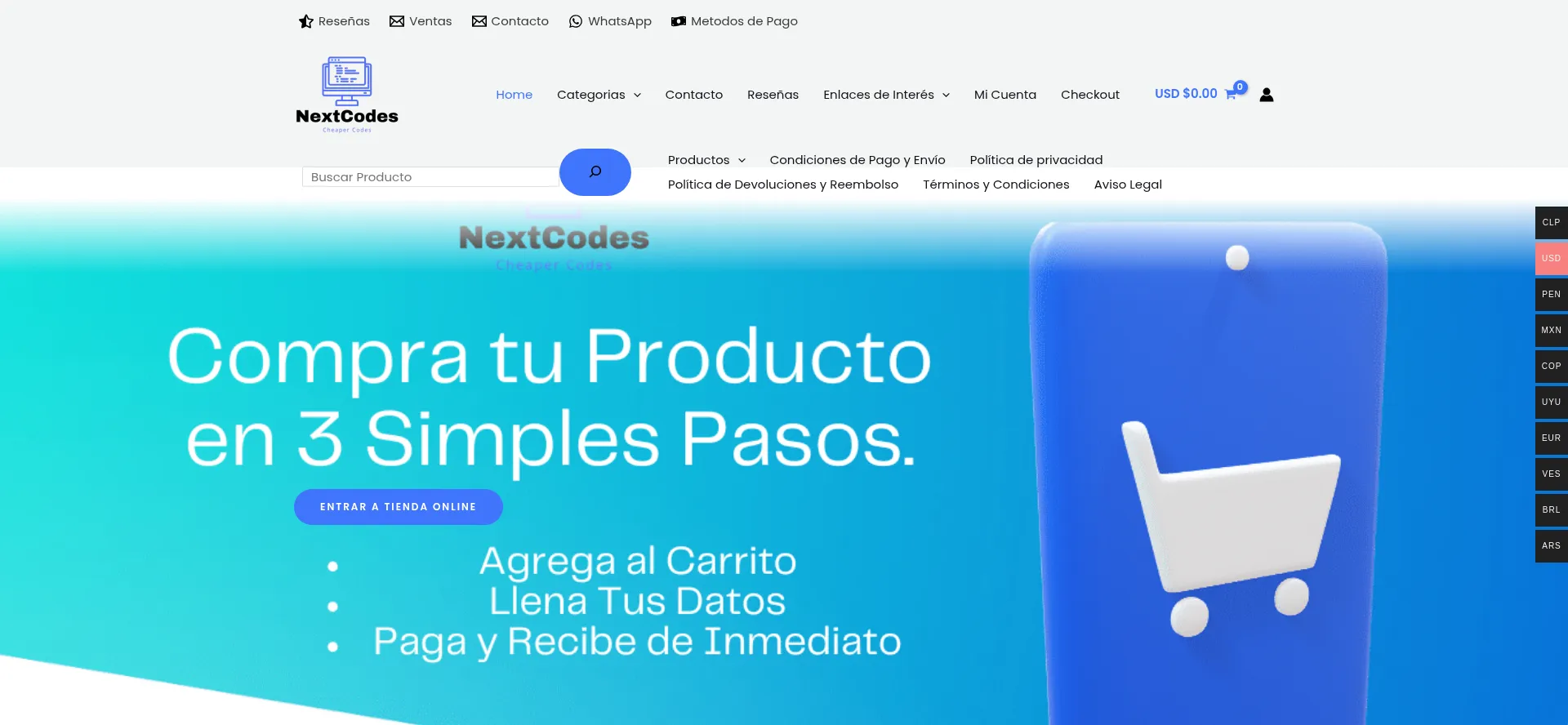Website screenshot of Nextcodes.net