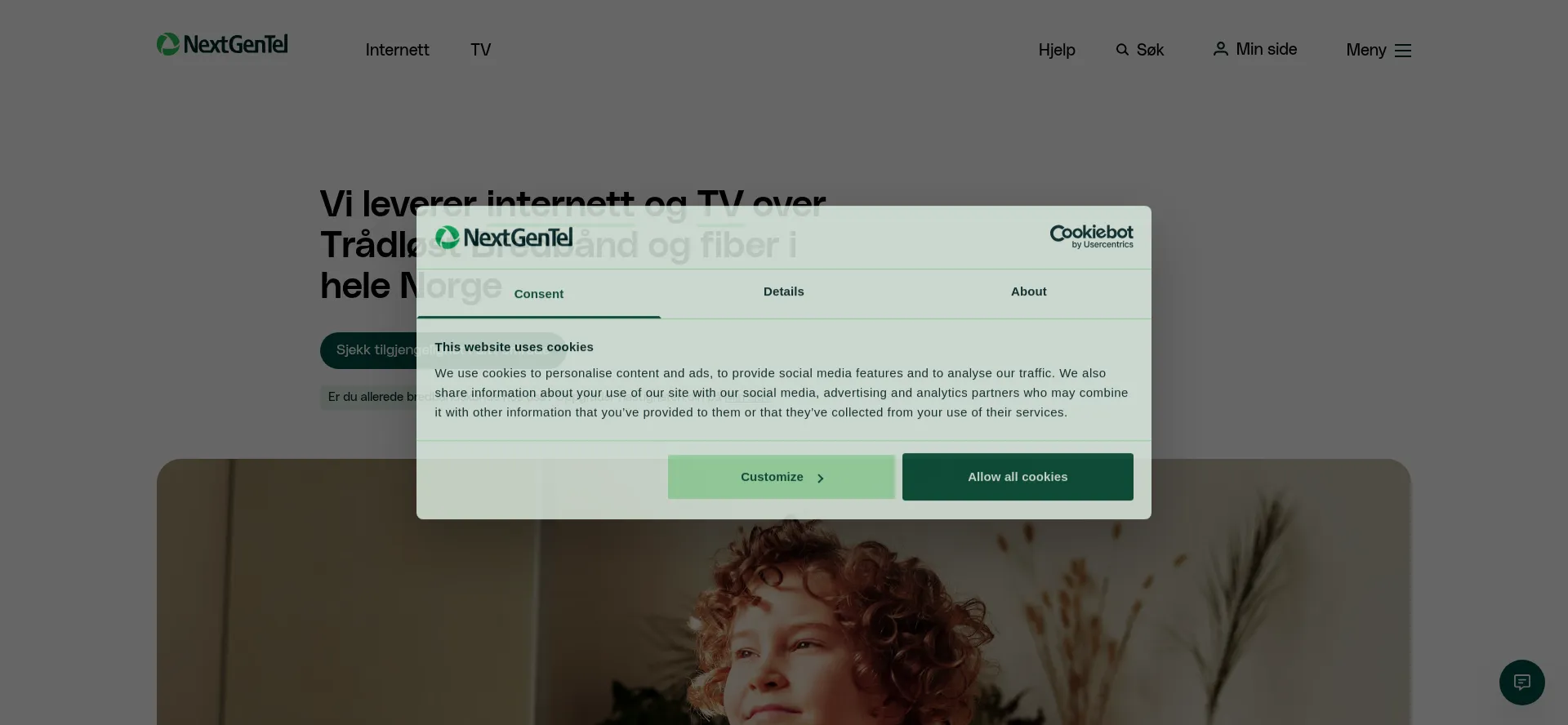 Website screenshot of Nextgentel.com