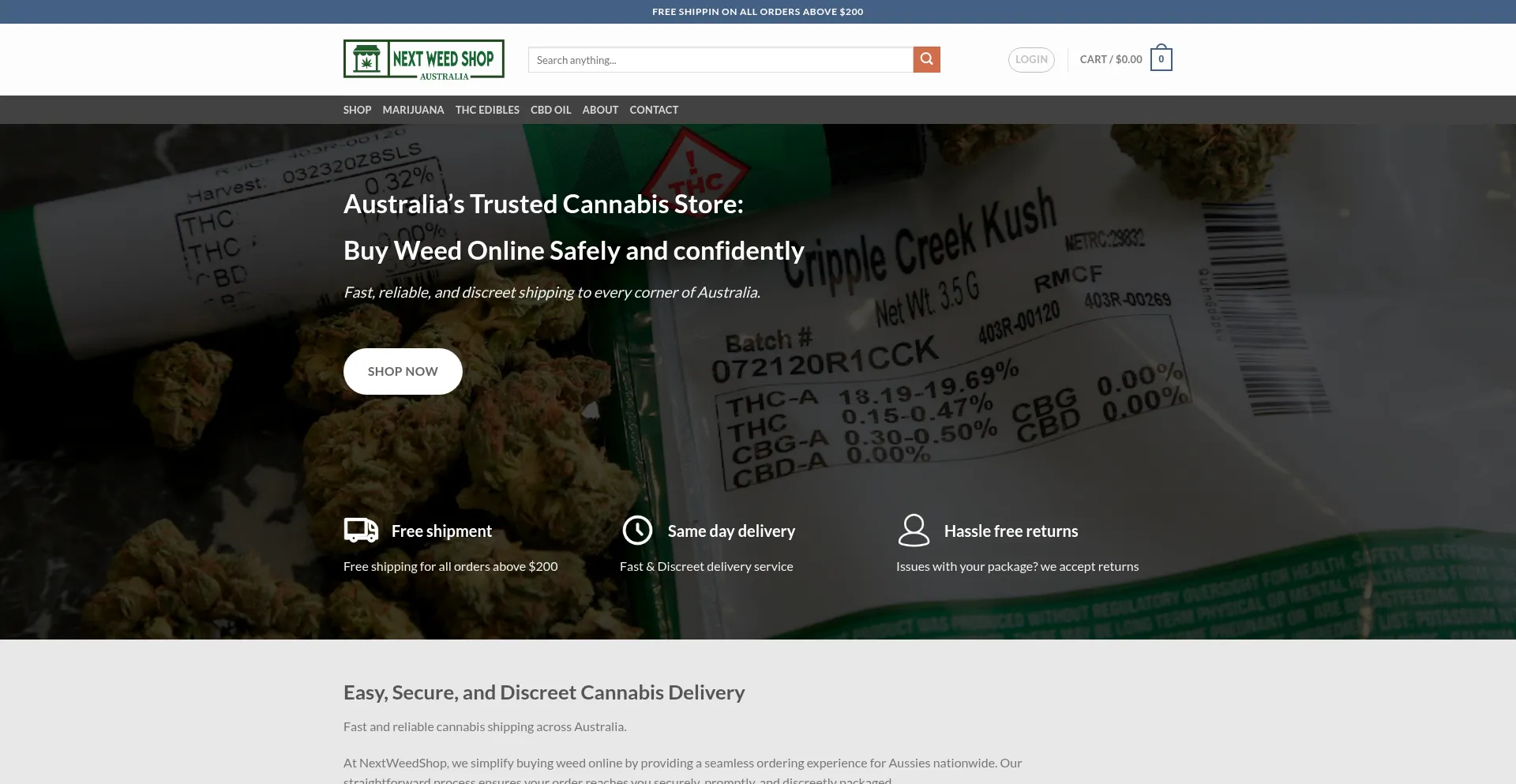Website screenshot of Nextweedshop.com