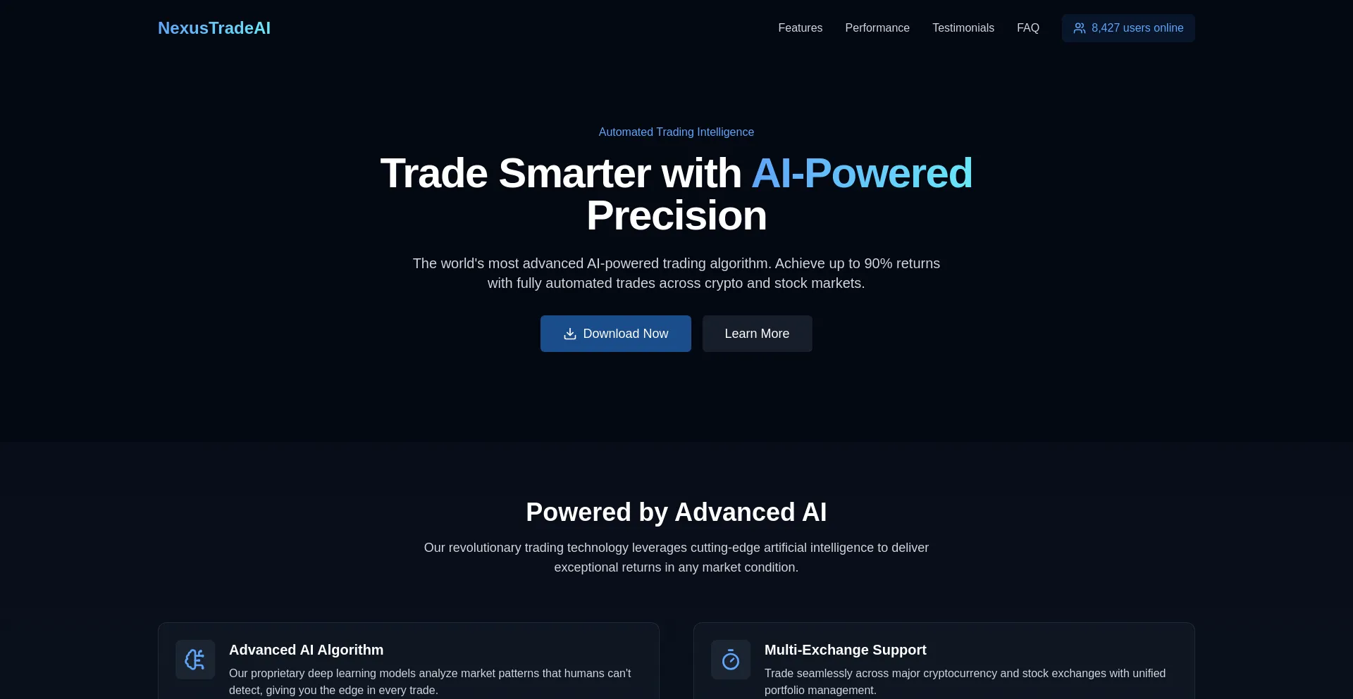 Website screenshot of Nexusbot.space