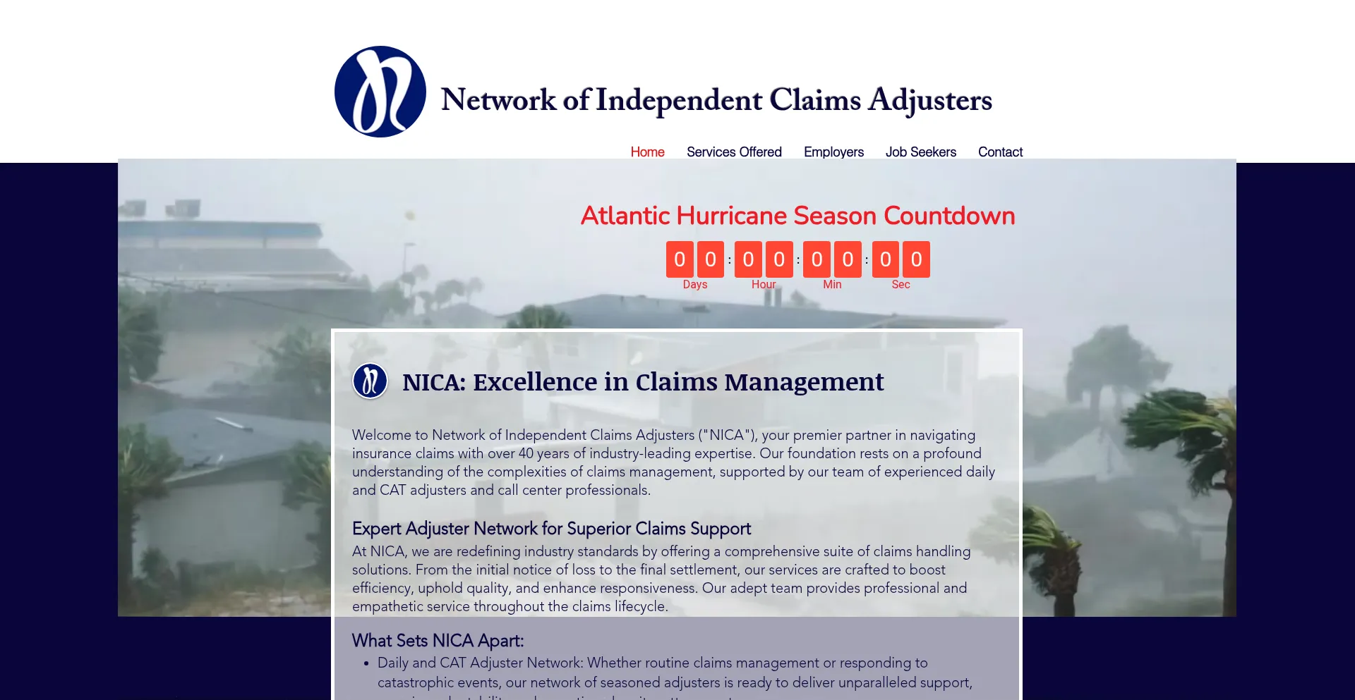 Website screenshot of Nicaservices.com