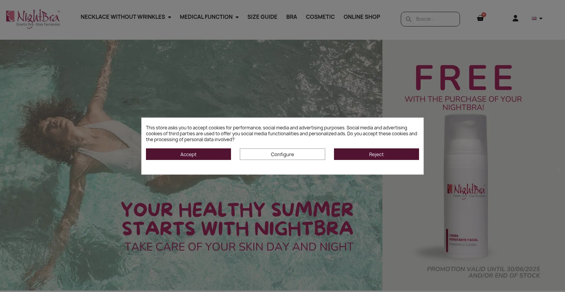 Website screenshot of Nightbra.com