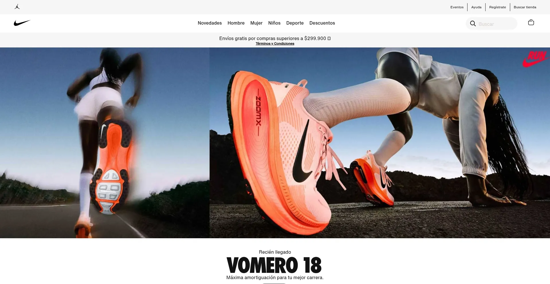 Website screenshot of Nike.com.co