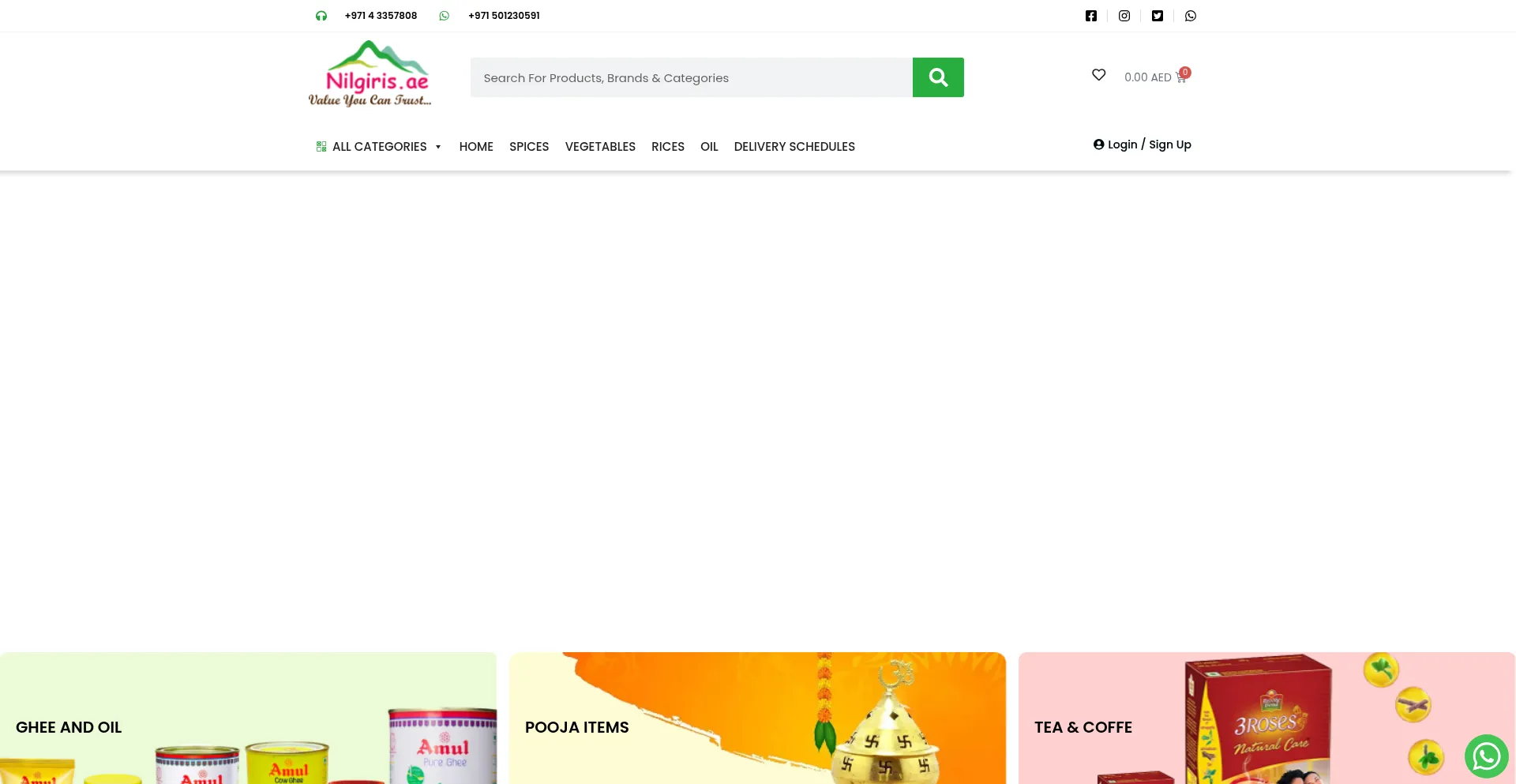 Website screenshot of Nilgiris.ae