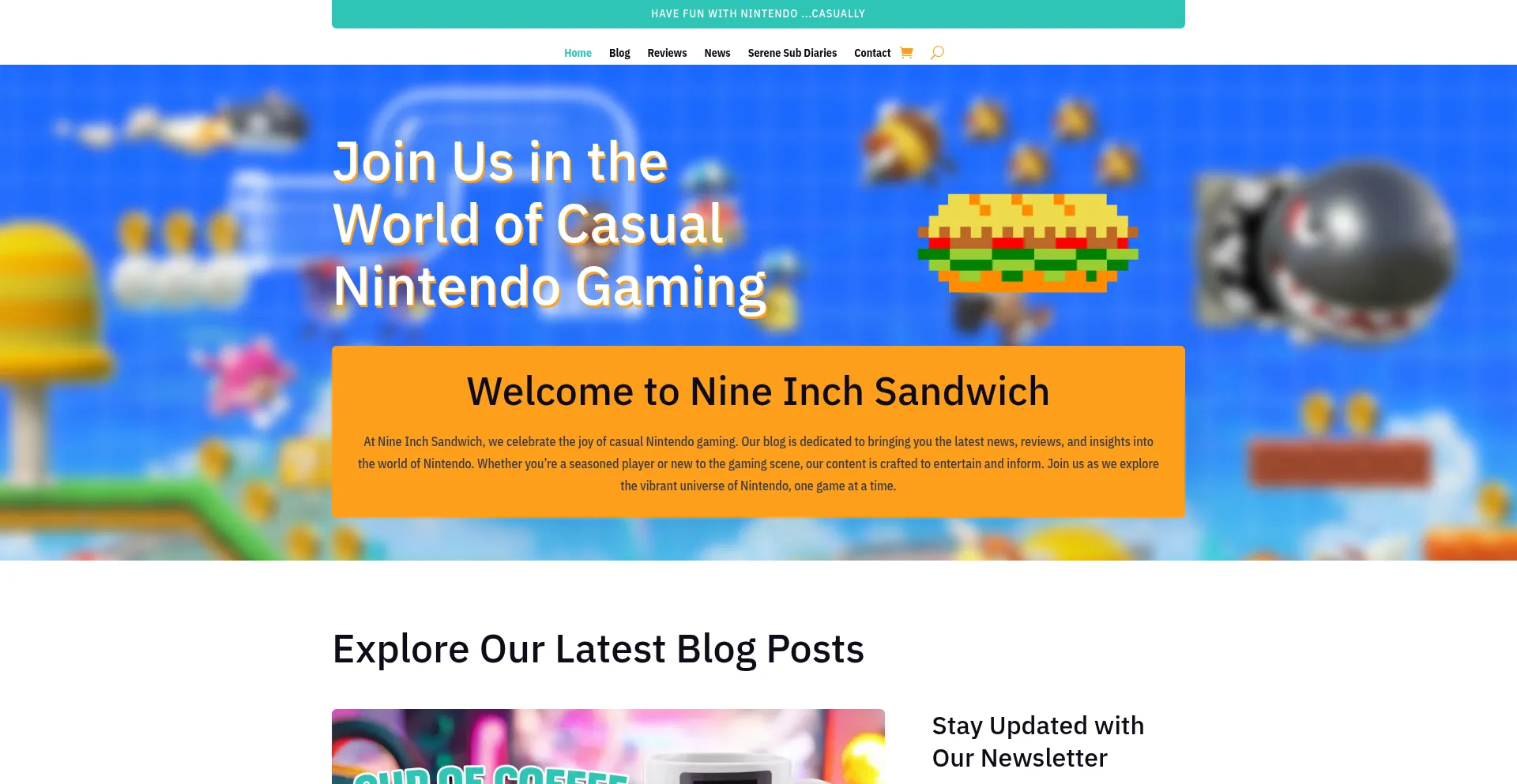 Website screenshot of Nineinchsandwich.com