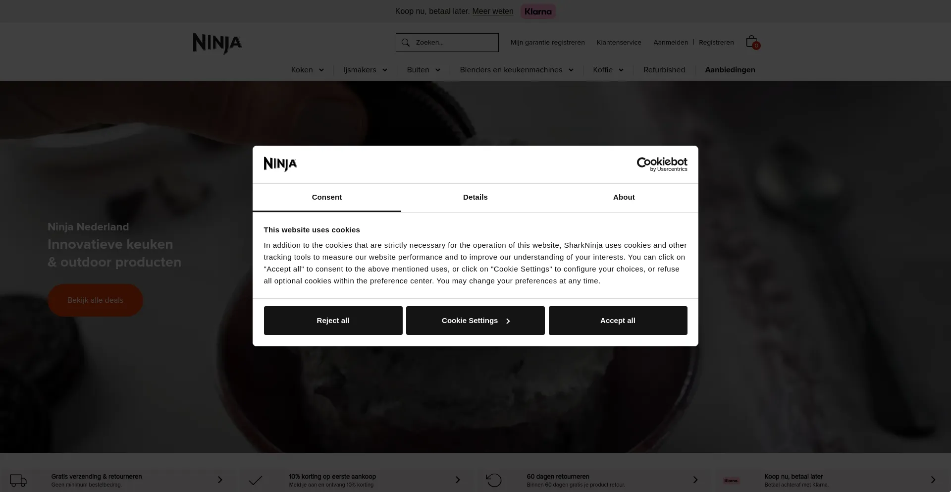 Website screenshot of Ninjakitchen.nl