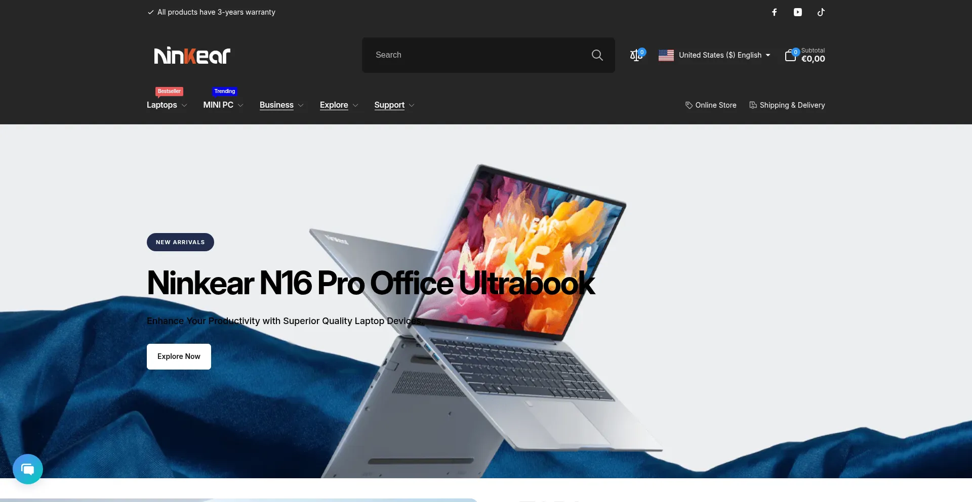Website screenshot of Ninkear.com
