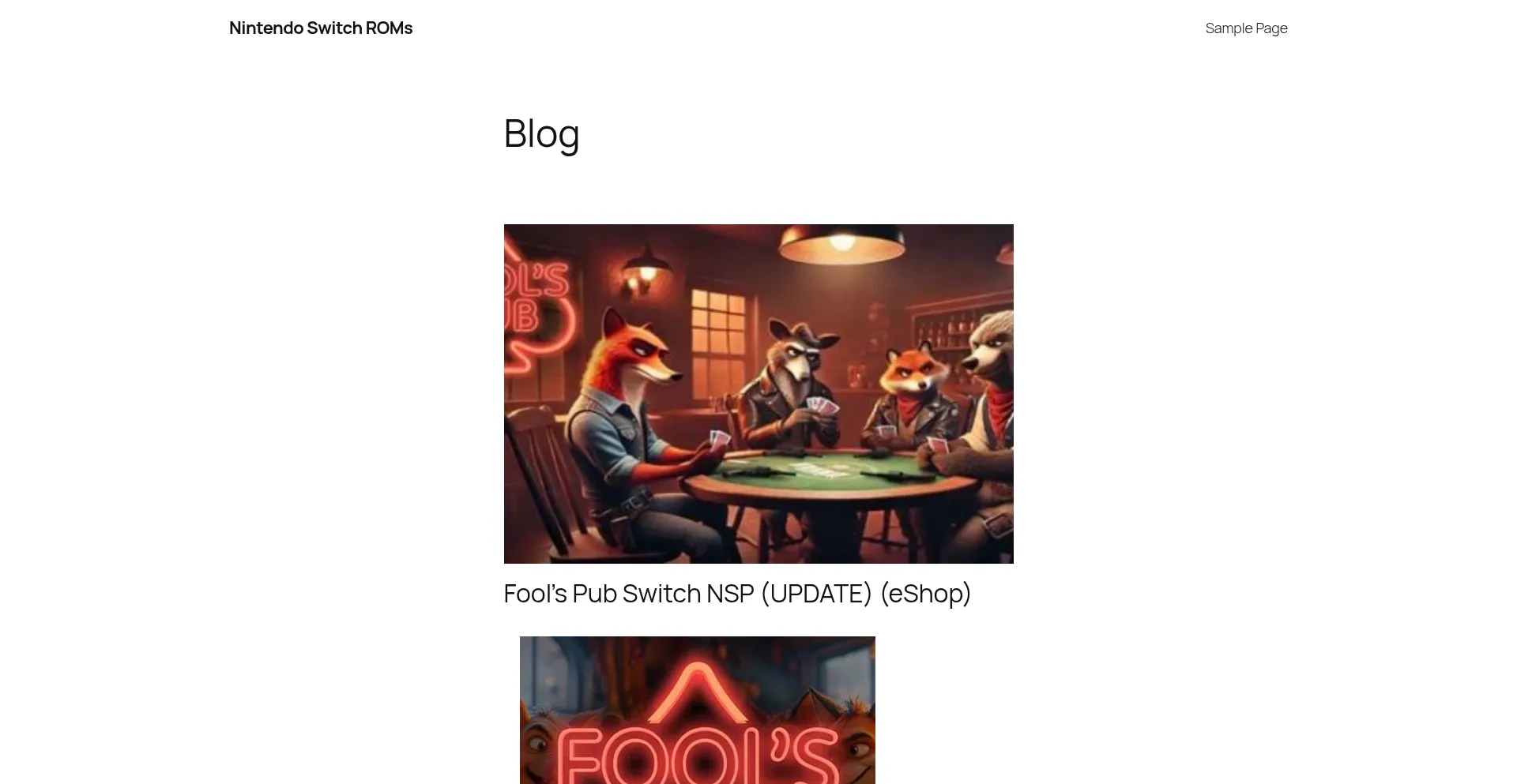 Website screenshot of Nintendoswitchroms.com