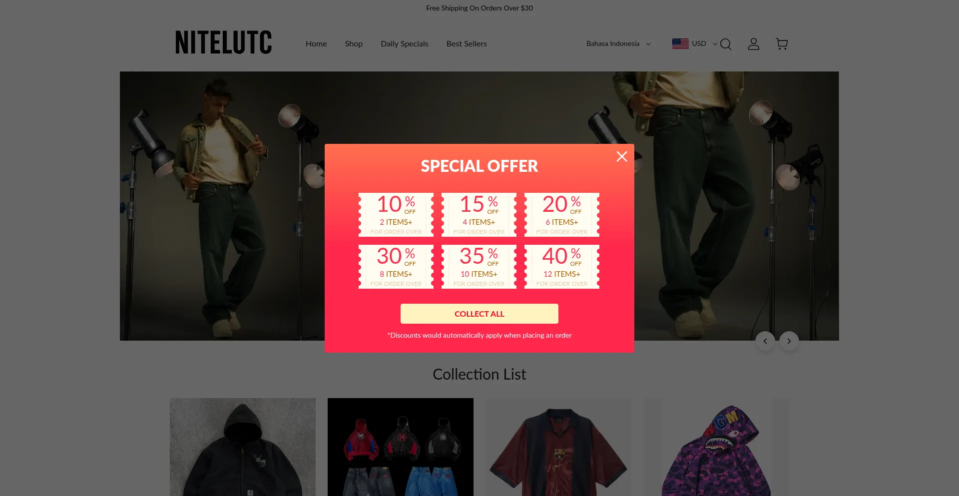 Website screenshot of Nitelutc.com