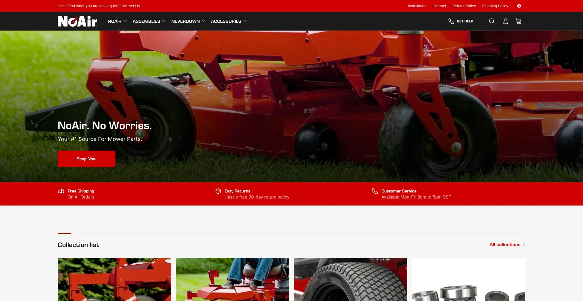 Website screenshot of Noairproducts.com