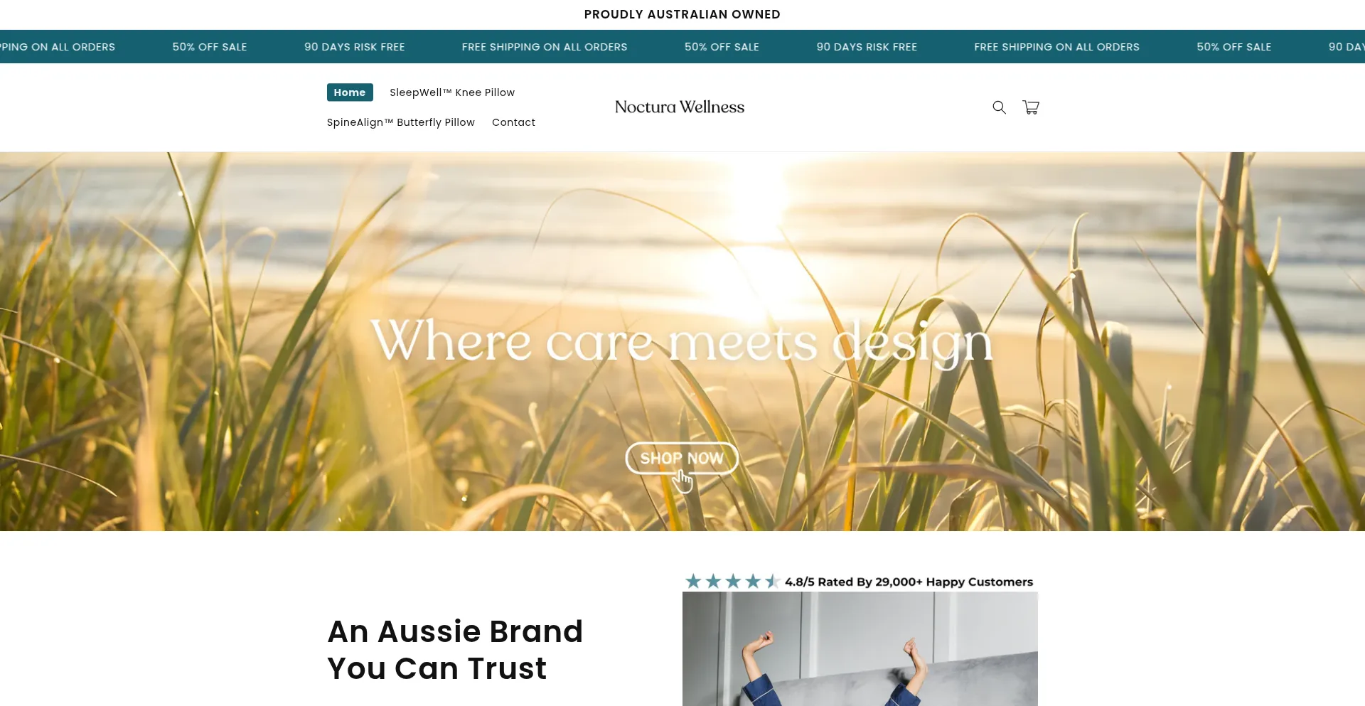 Website screenshot of Nocturawellnessofficial.com