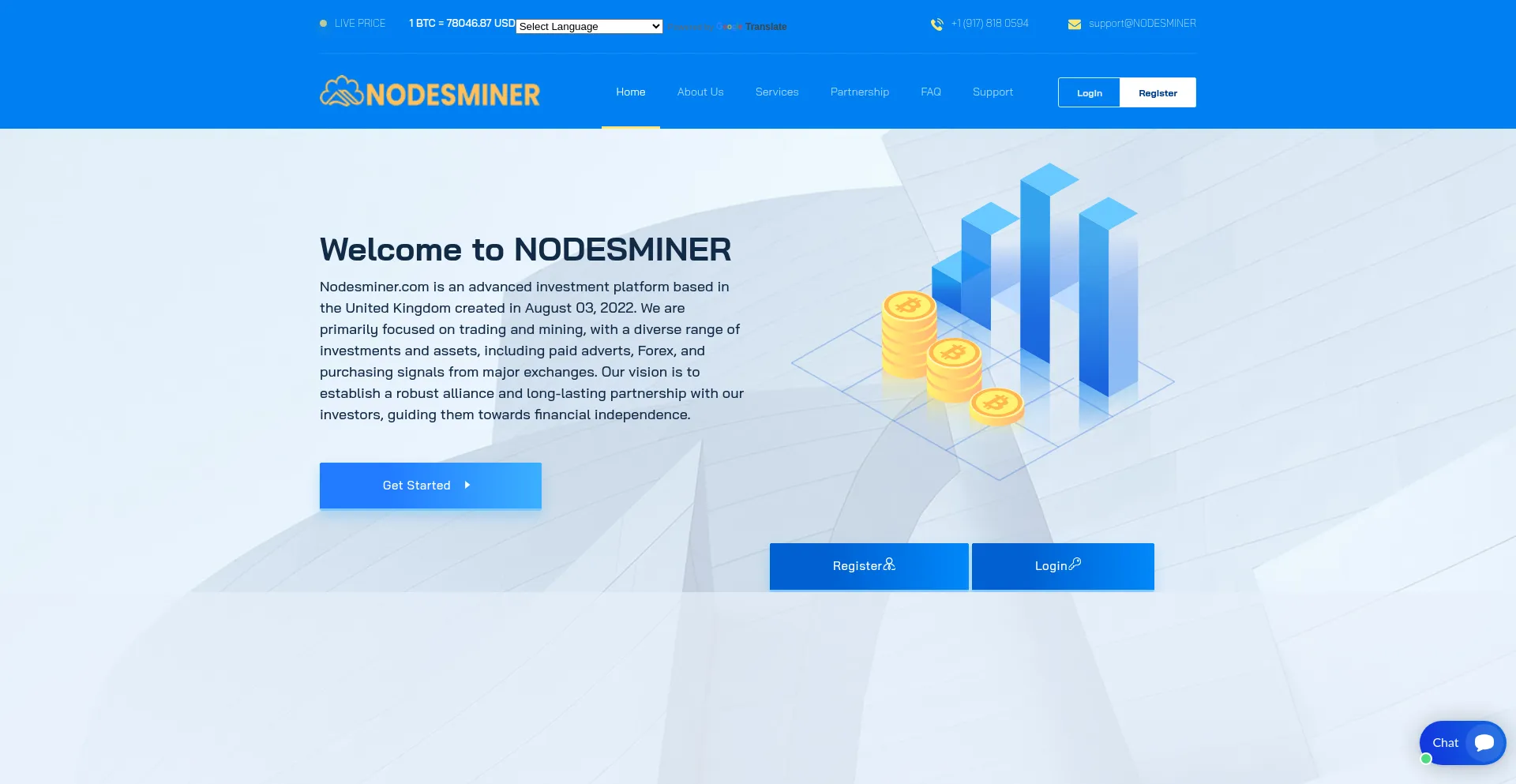 Website screenshot of Nodesminer.com