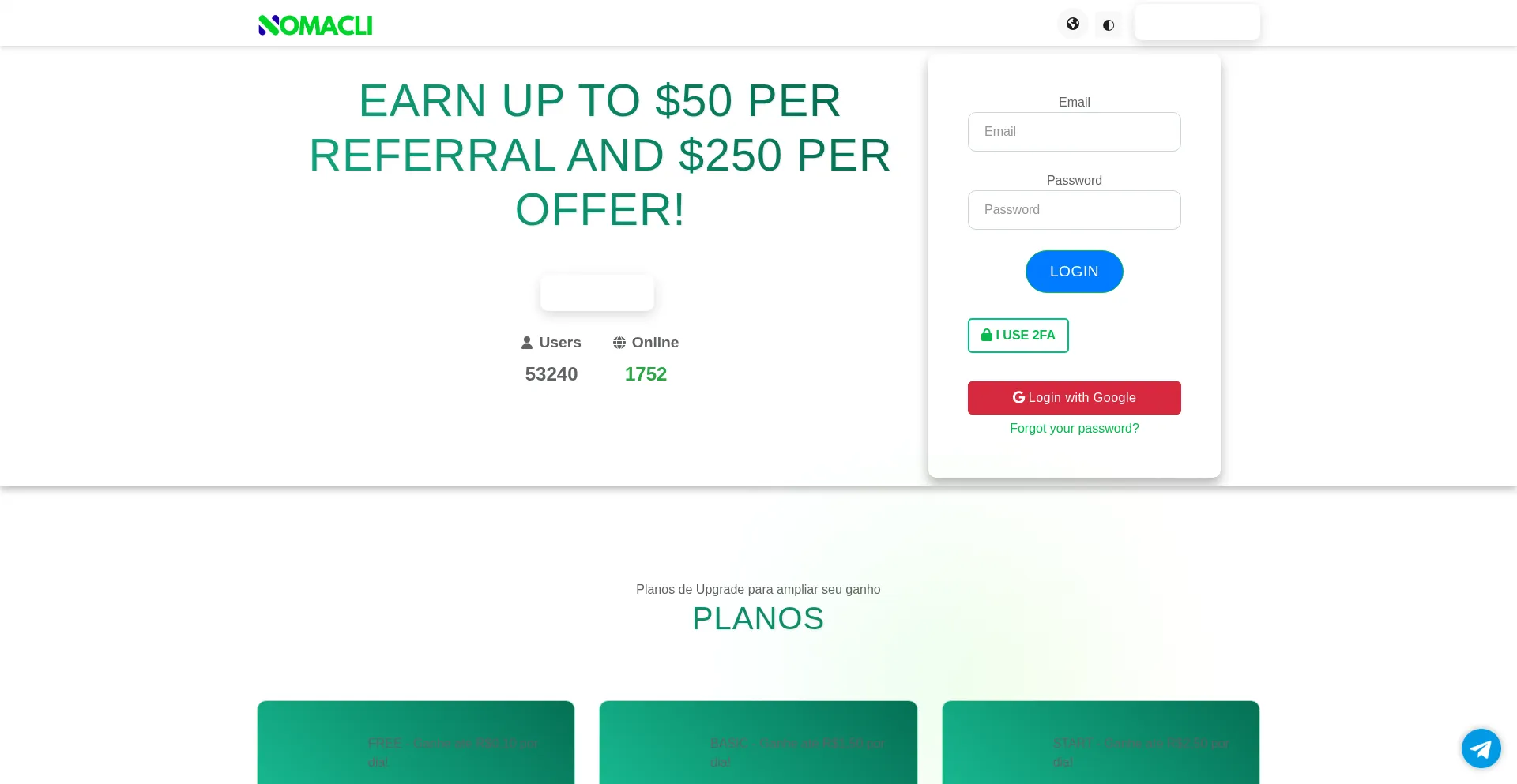 Website screenshot of Nomacli.com
