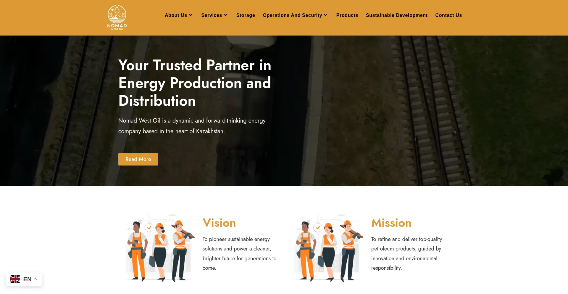 Website screenshot of Nomadwestoil.kz