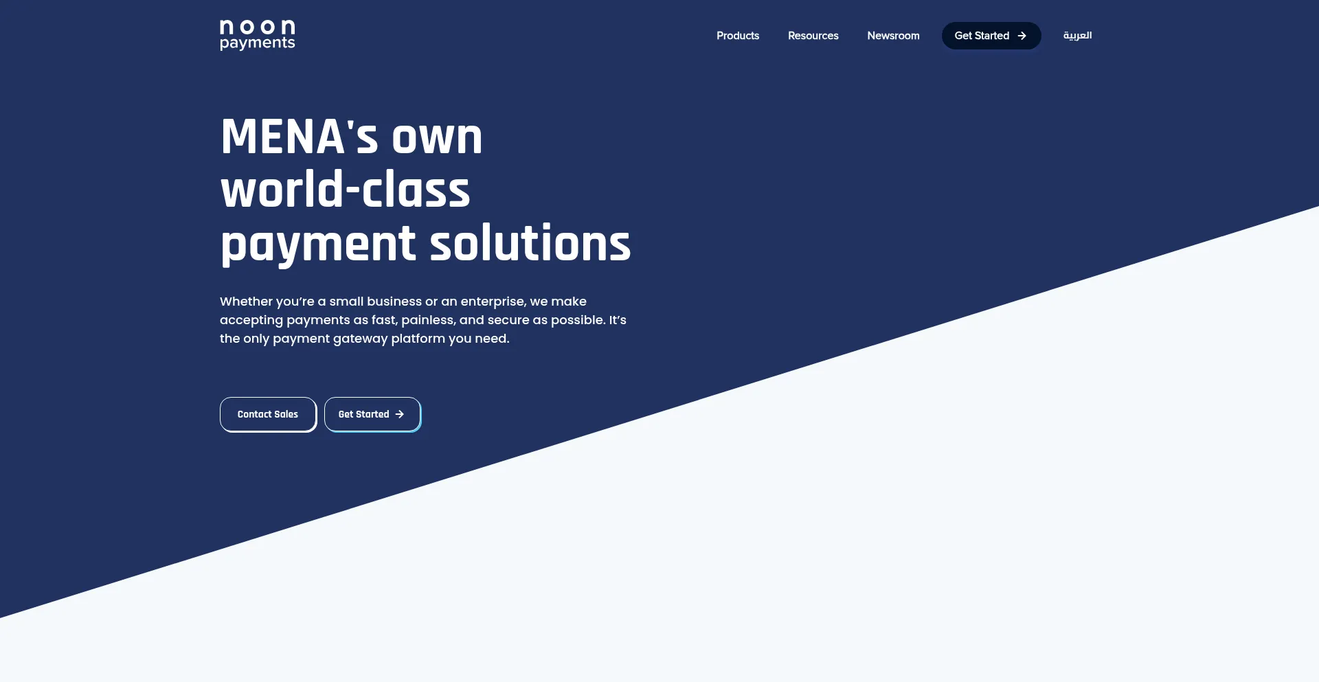Website screenshot of Noonpayments.com