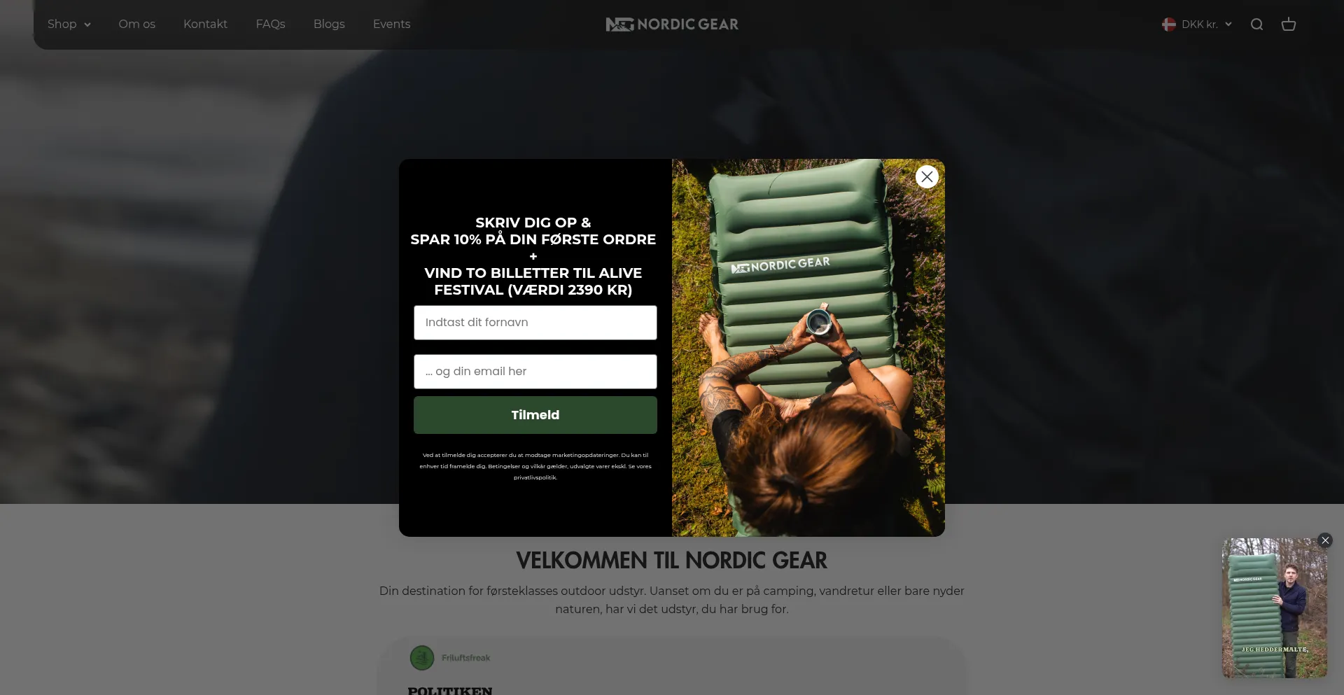 Website screenshot of Nordic-gear.dk