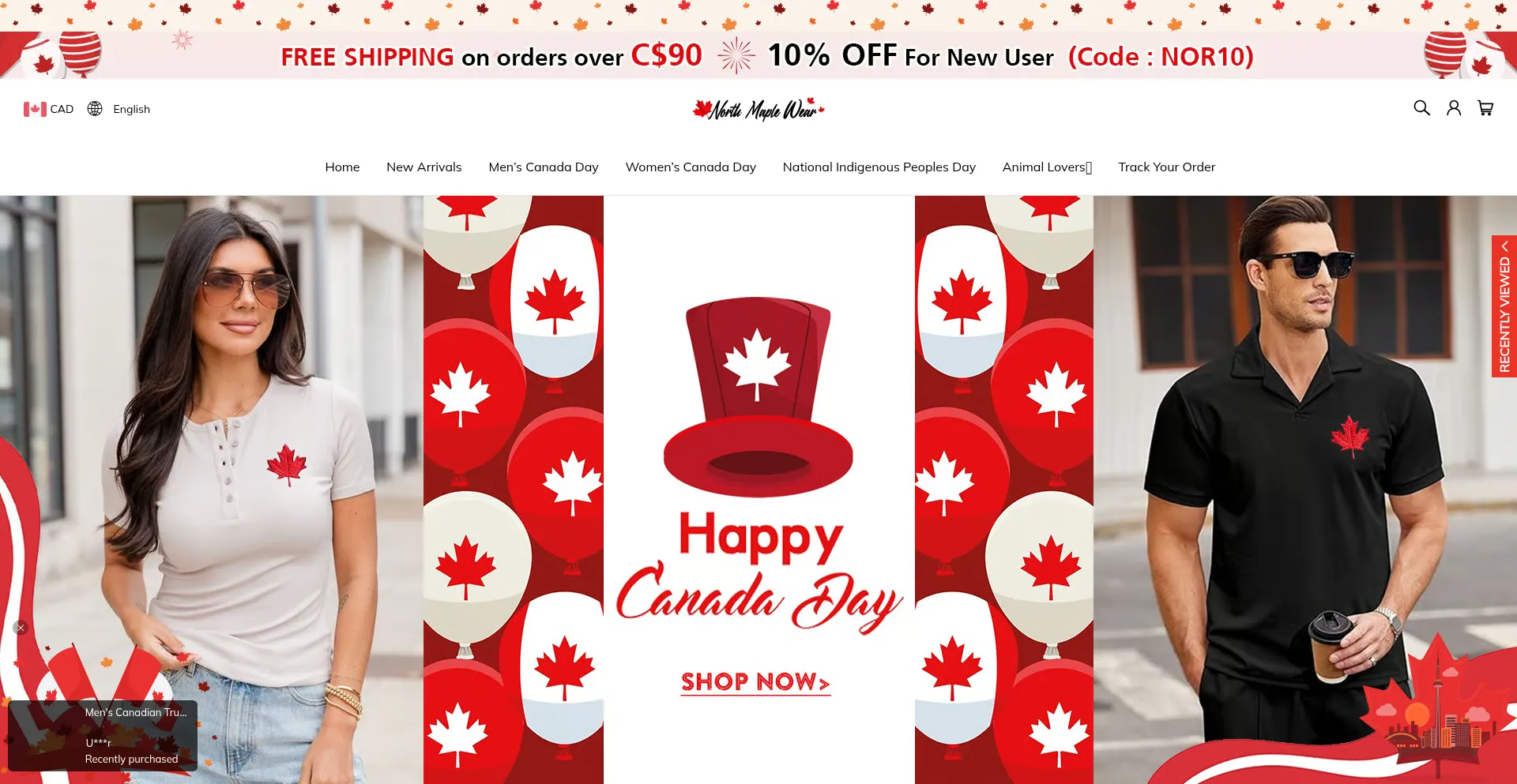 Website screenshot of Northmaplewear.com