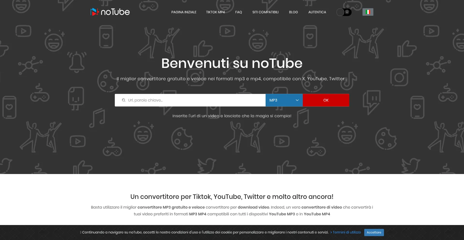 Website screenshot of Notube.re