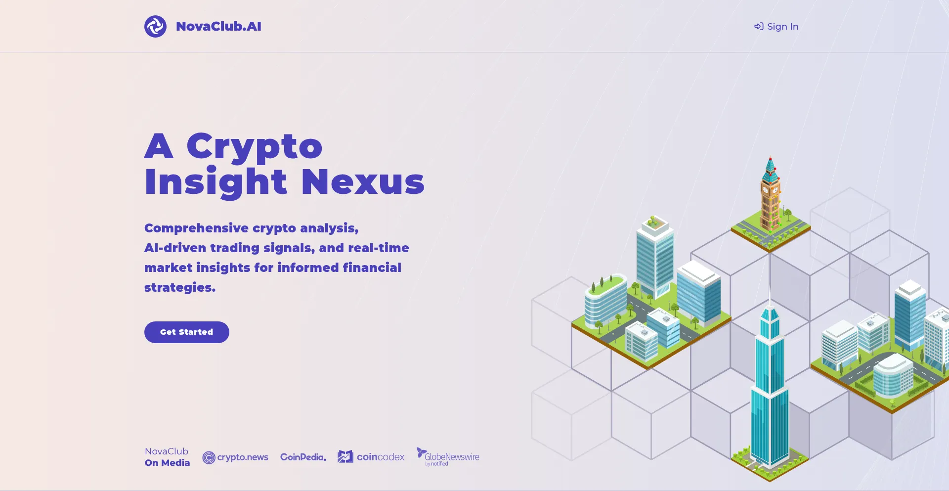 Website screenshot of Novaclub.ai