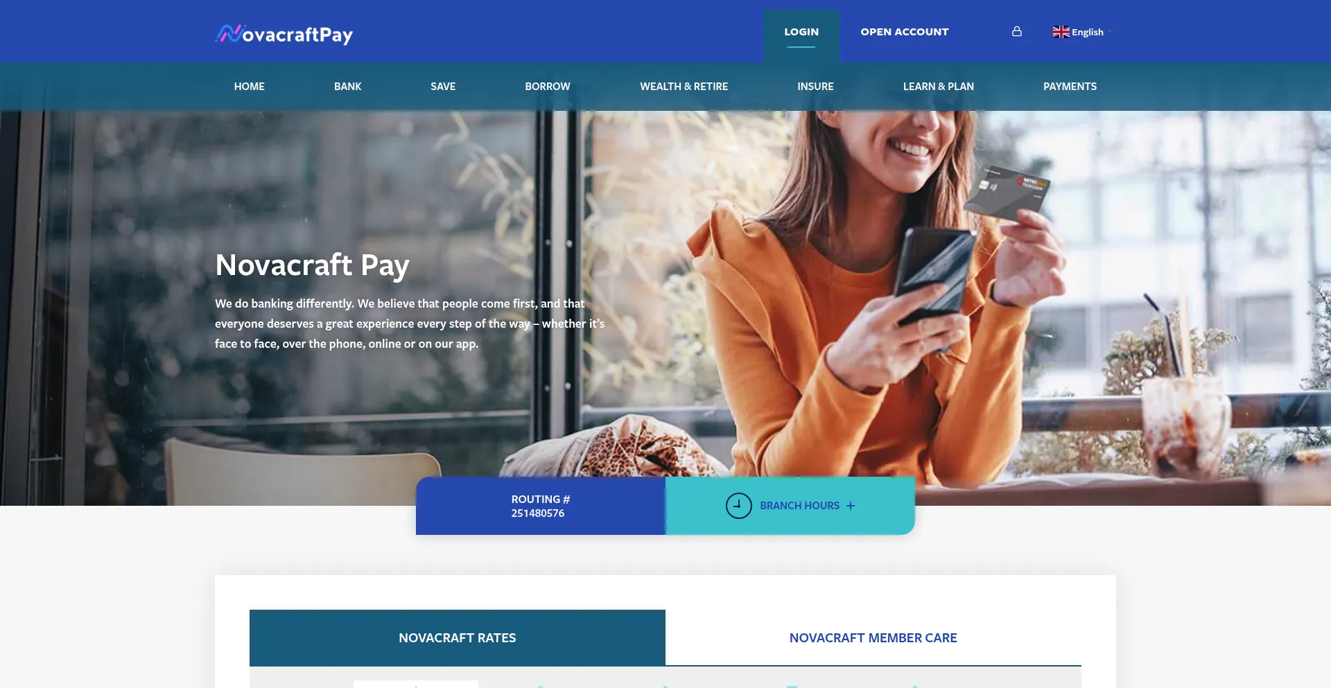 Website screenshot of Novacraftpay.com