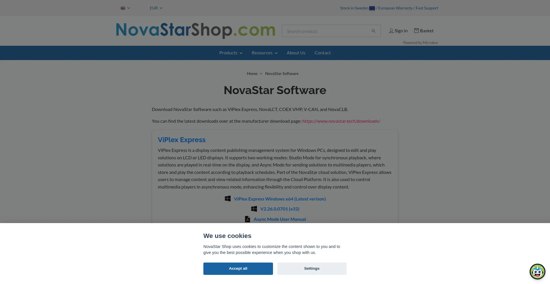 Website screenshot of Novastarsoftware.com
