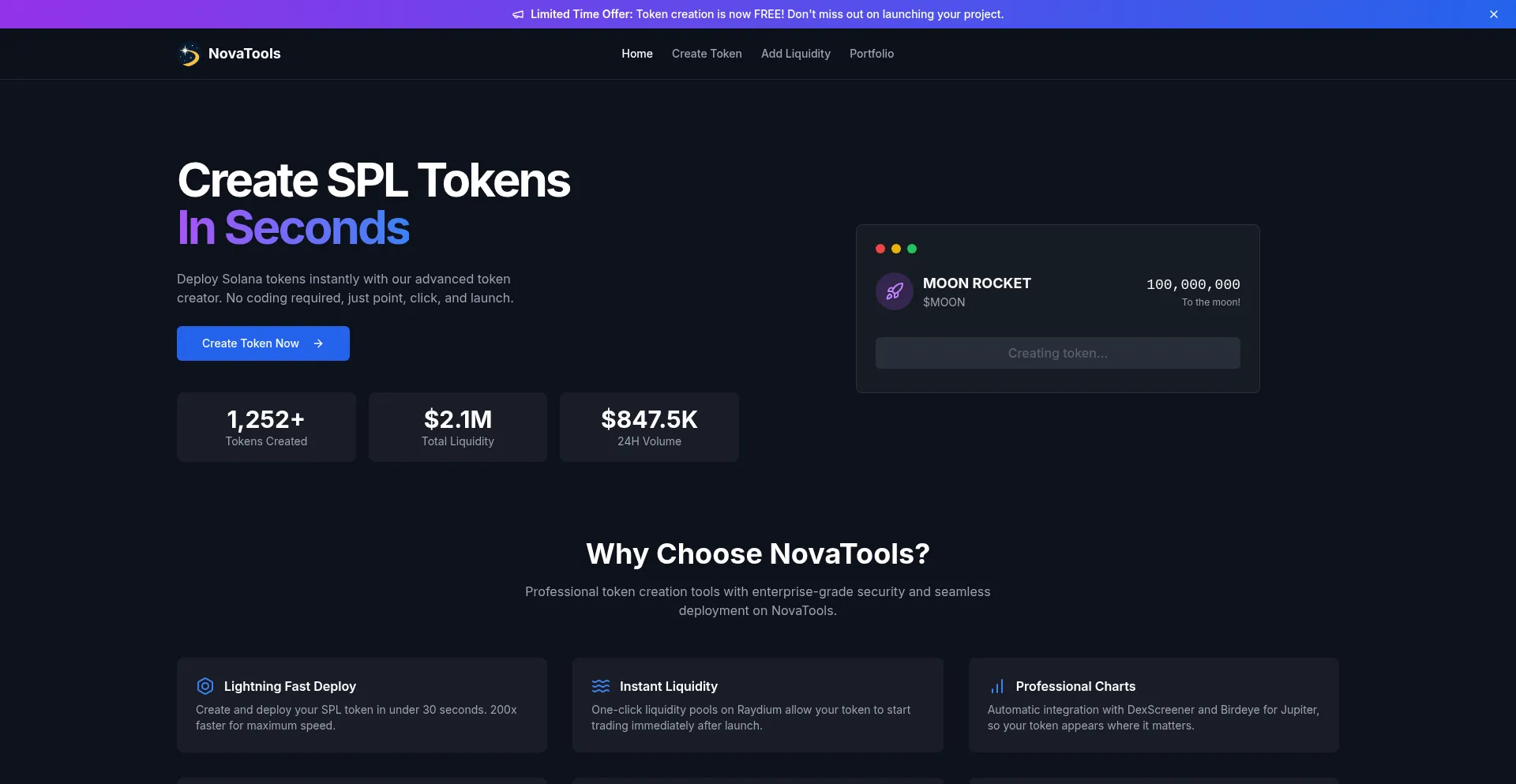 Website screenshot of Novatools.fun