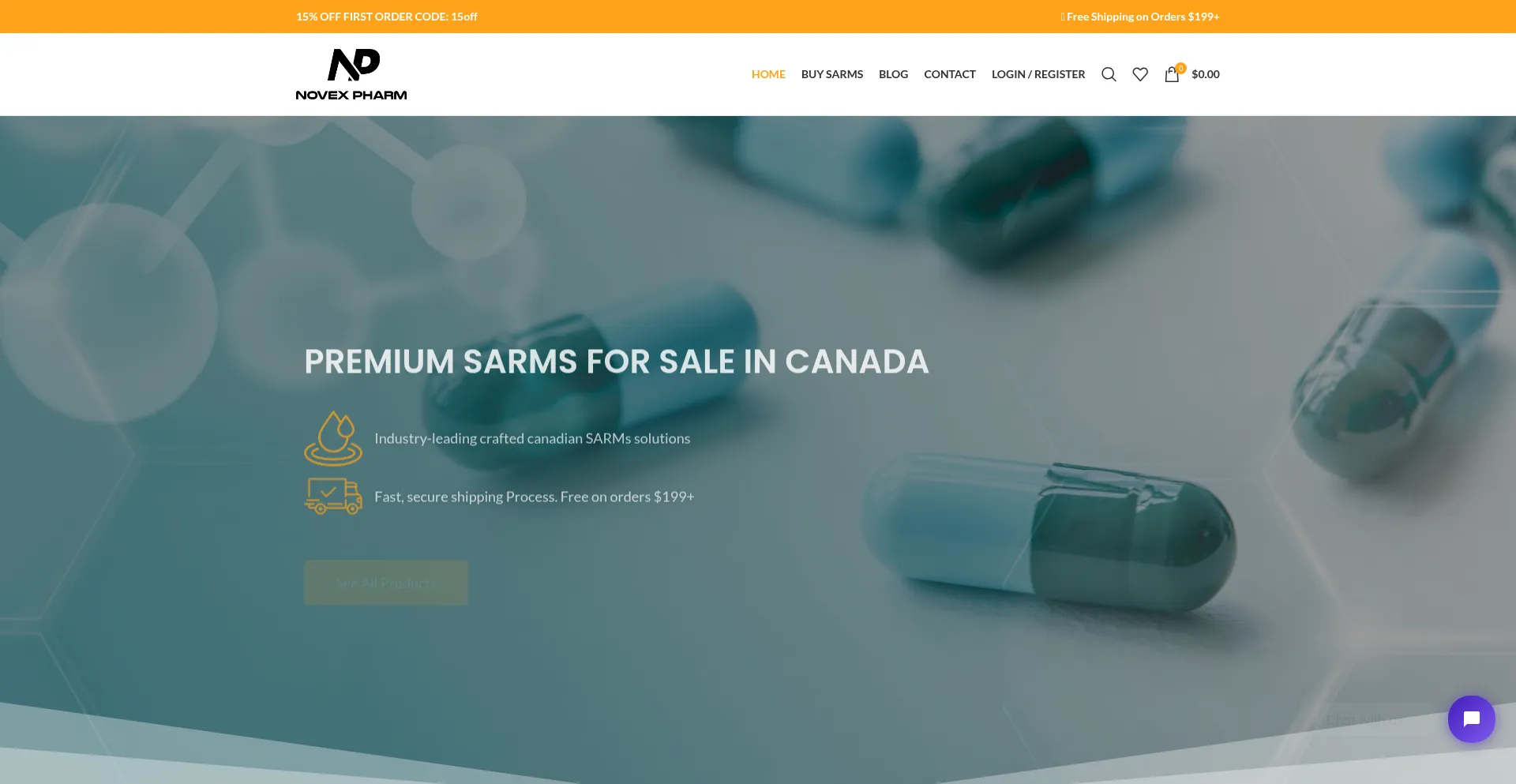 Website screenshot of Novexpharm.com