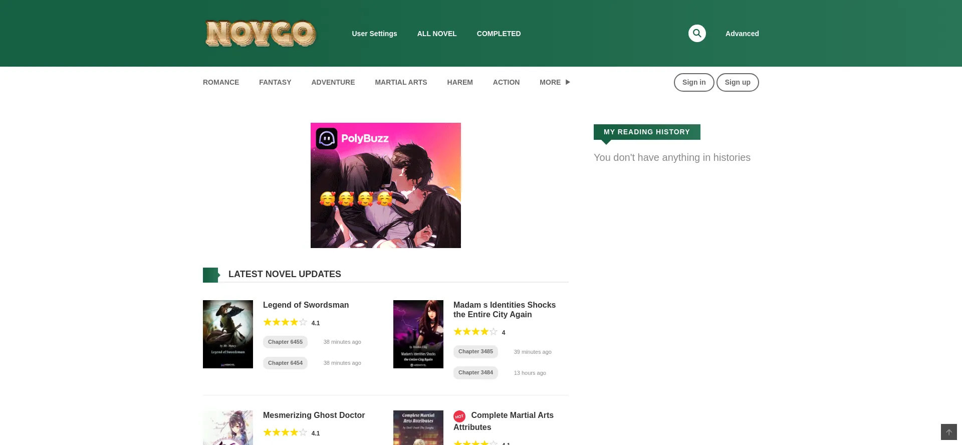 Website screenshot of Novgo.co