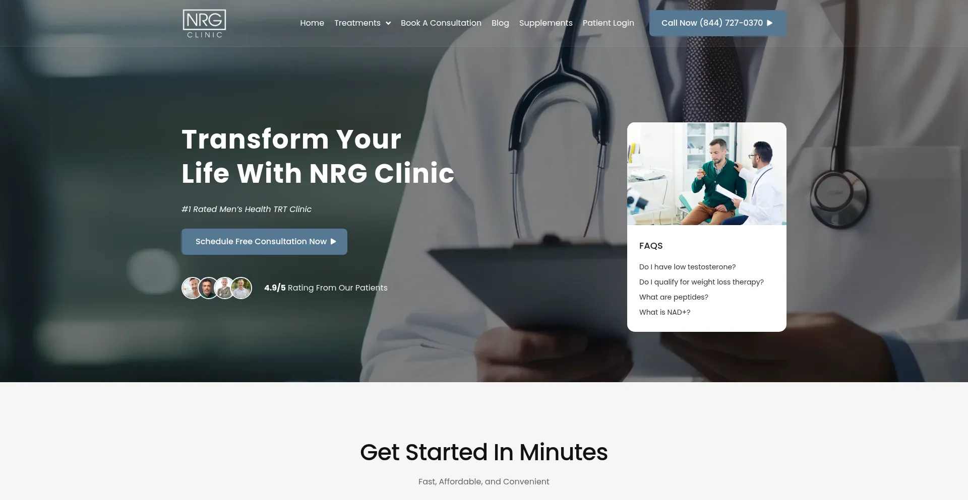 Website screenshot of Nrgclinic.com