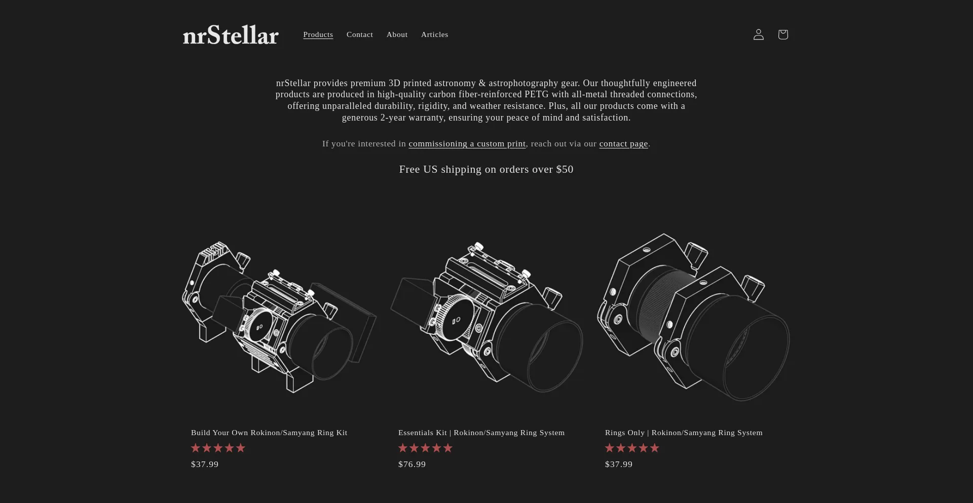 Website screenshot of Nrstellar.com