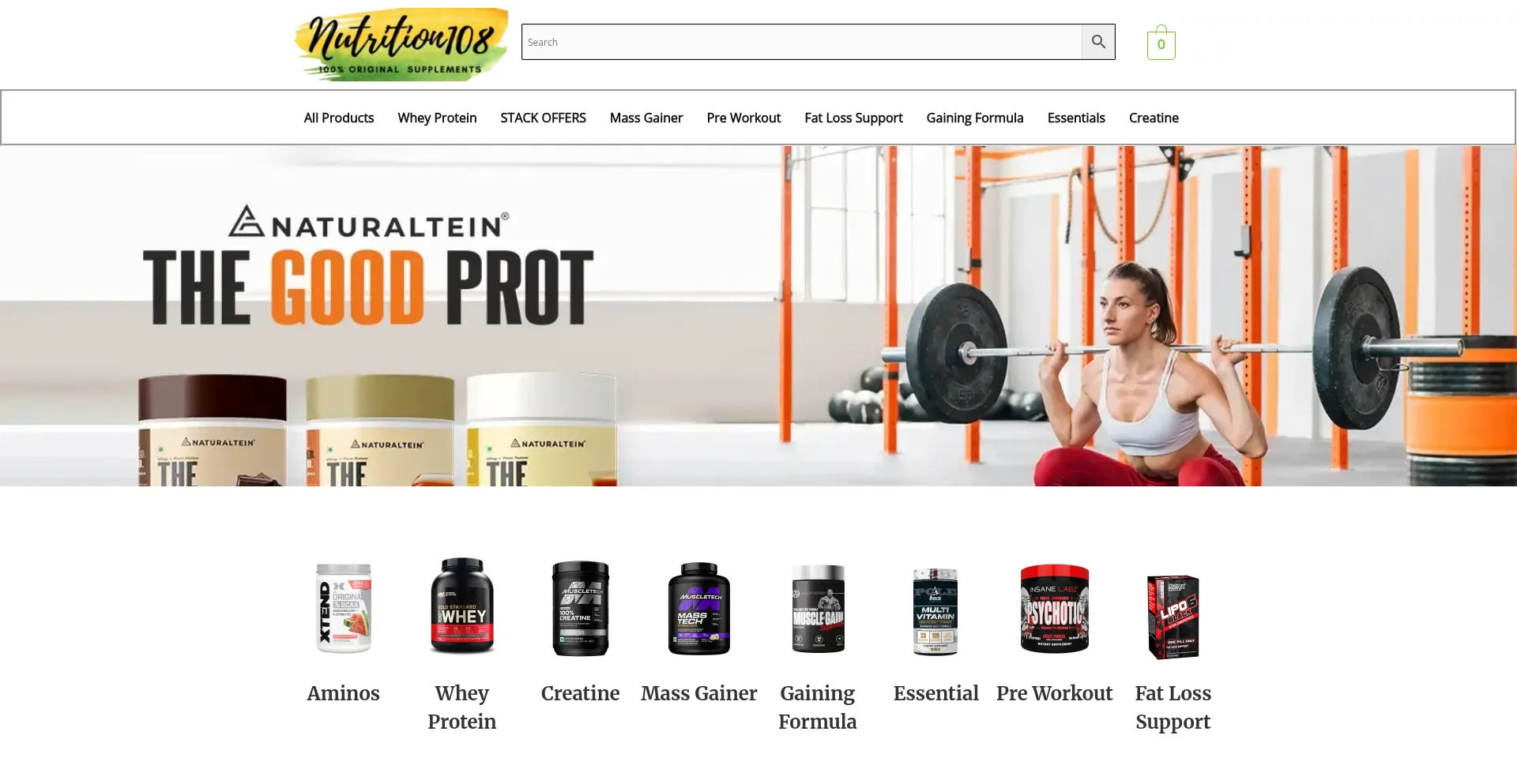 Website screenshot of Nutrition108.online