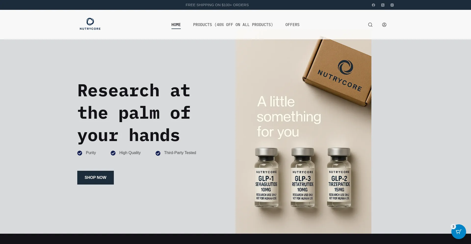 Website screenshot of Nutrycore.com