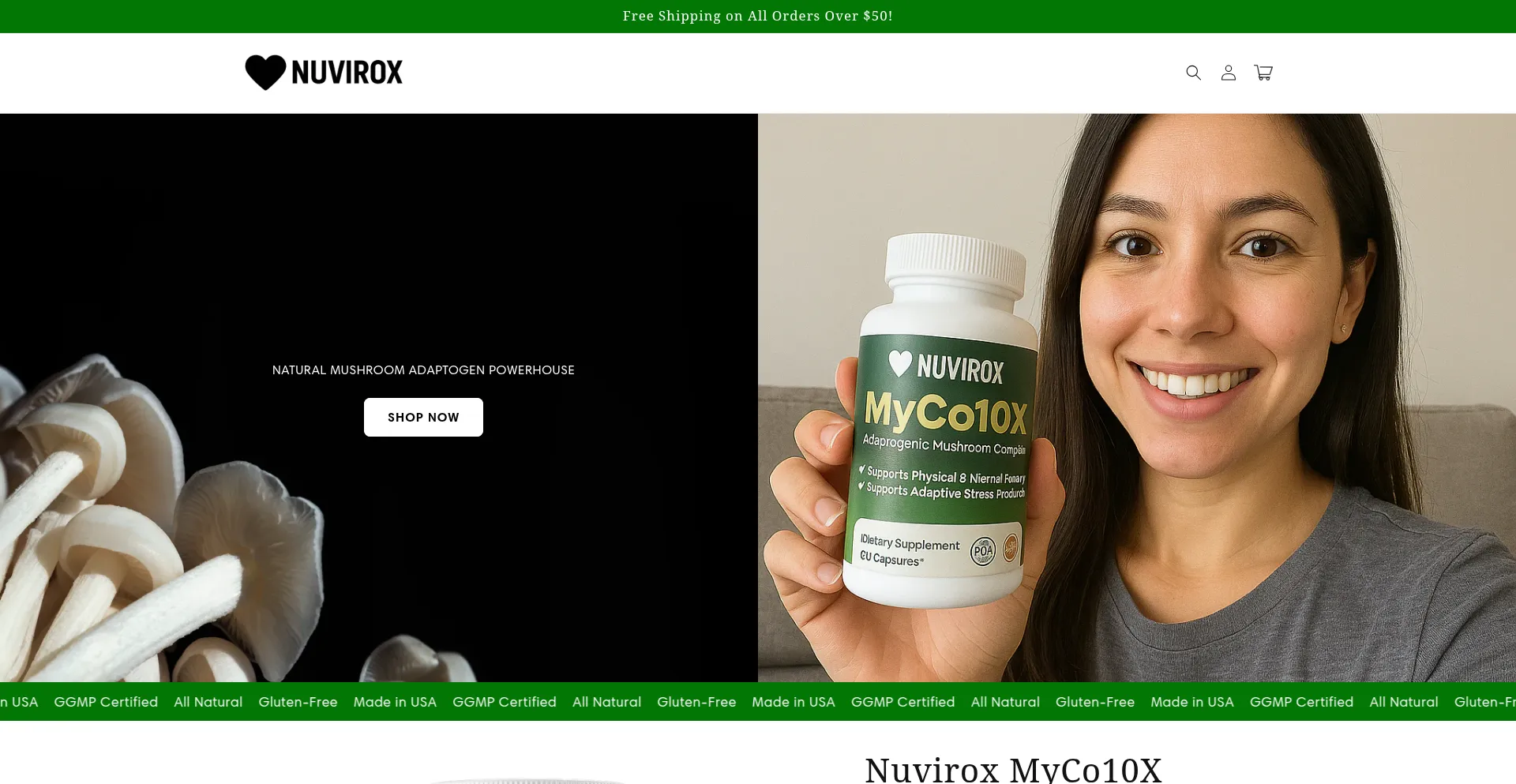 Website screenshot of Nuvirox.com