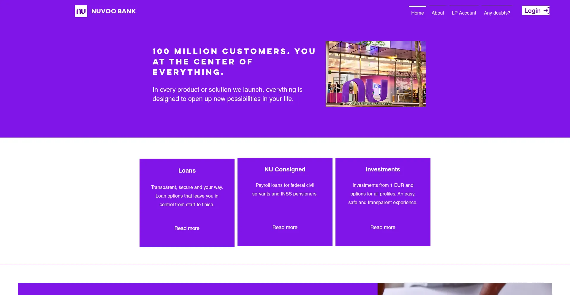 Website screenshot of Nuvoobank.com