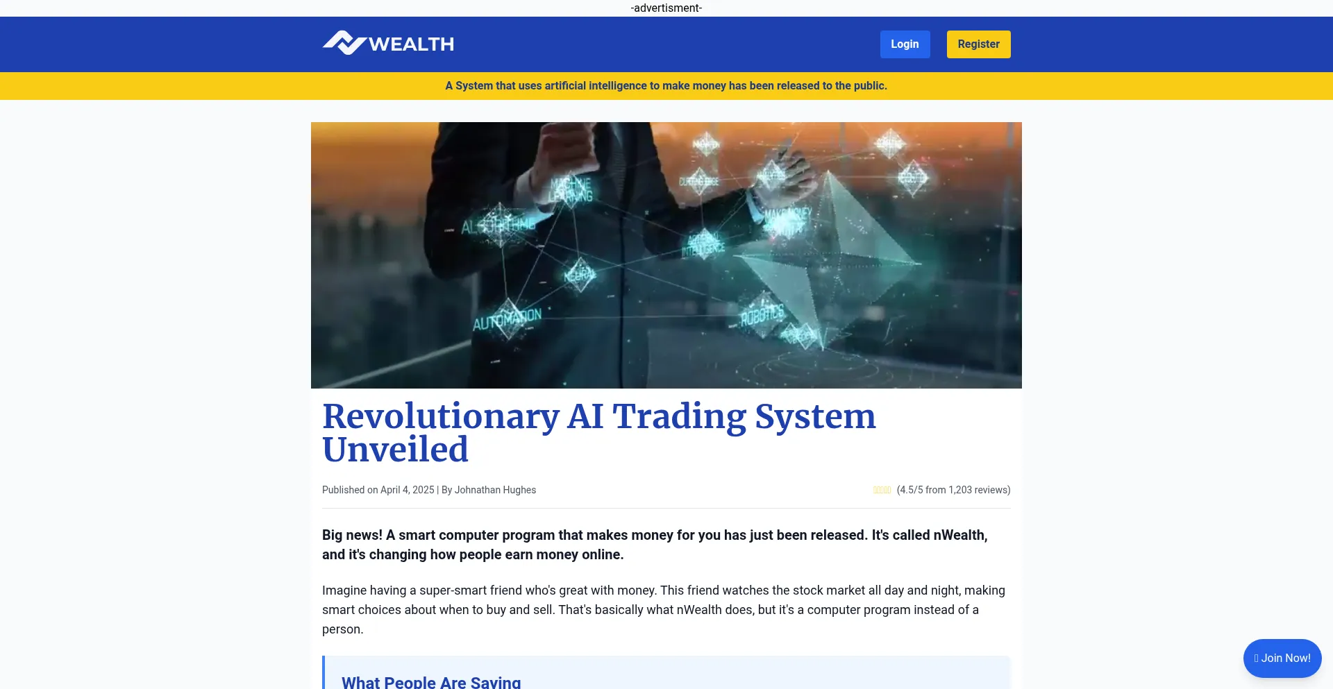 Website screenshot of Nwealth.ai
