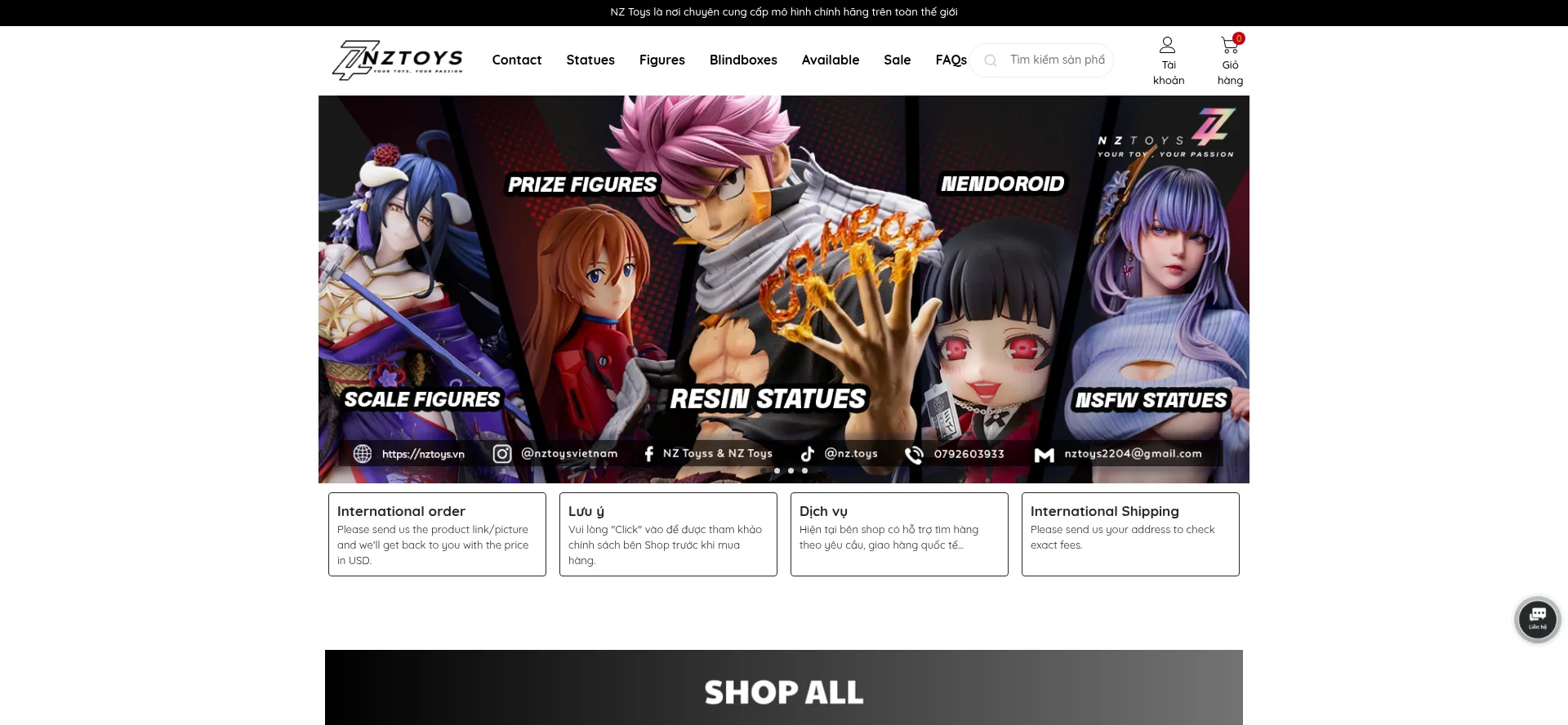 Website screenshot of Nztoys.vn