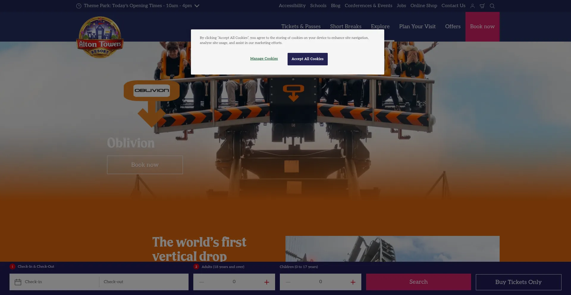 Website screenshot of Oblivion.com