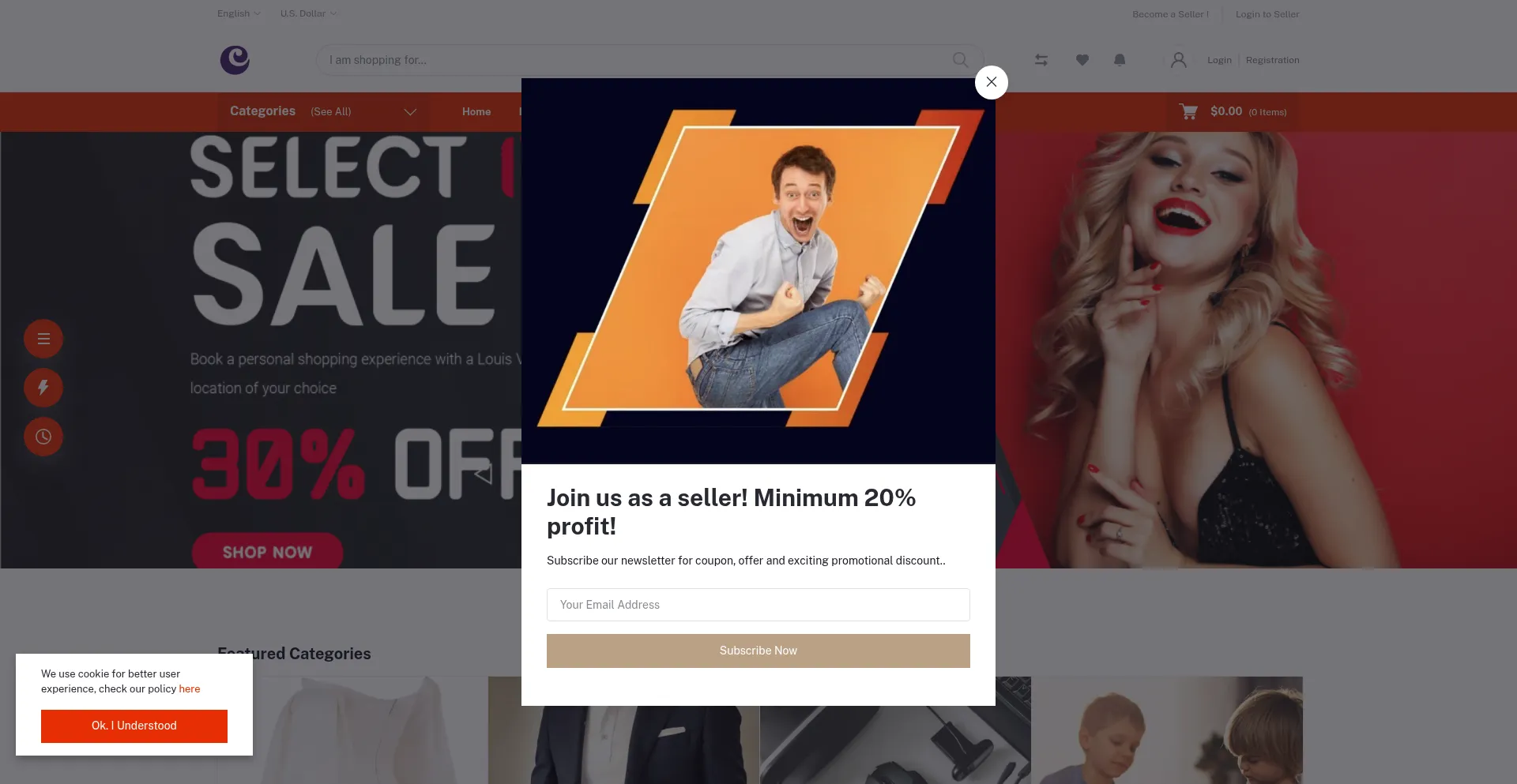 Website screenshot of Ocadoseller.shopping