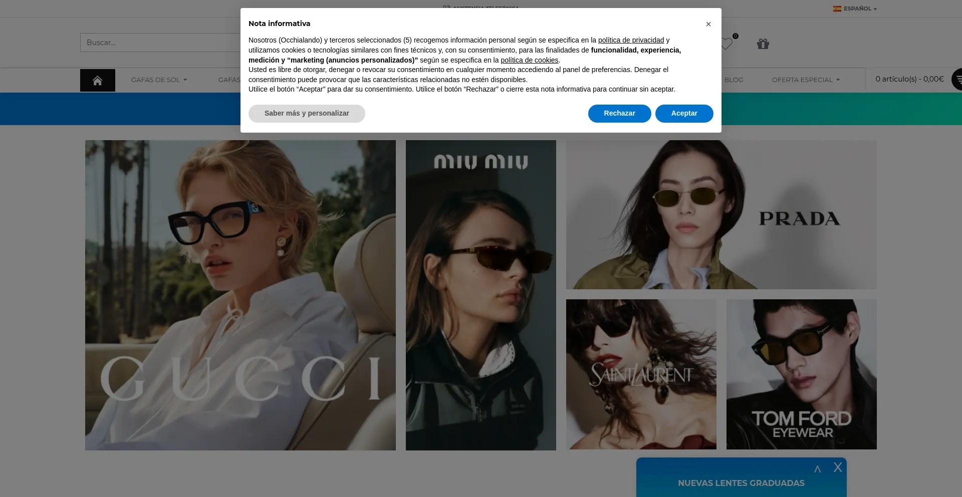 Website screenshot of Occhialando.es