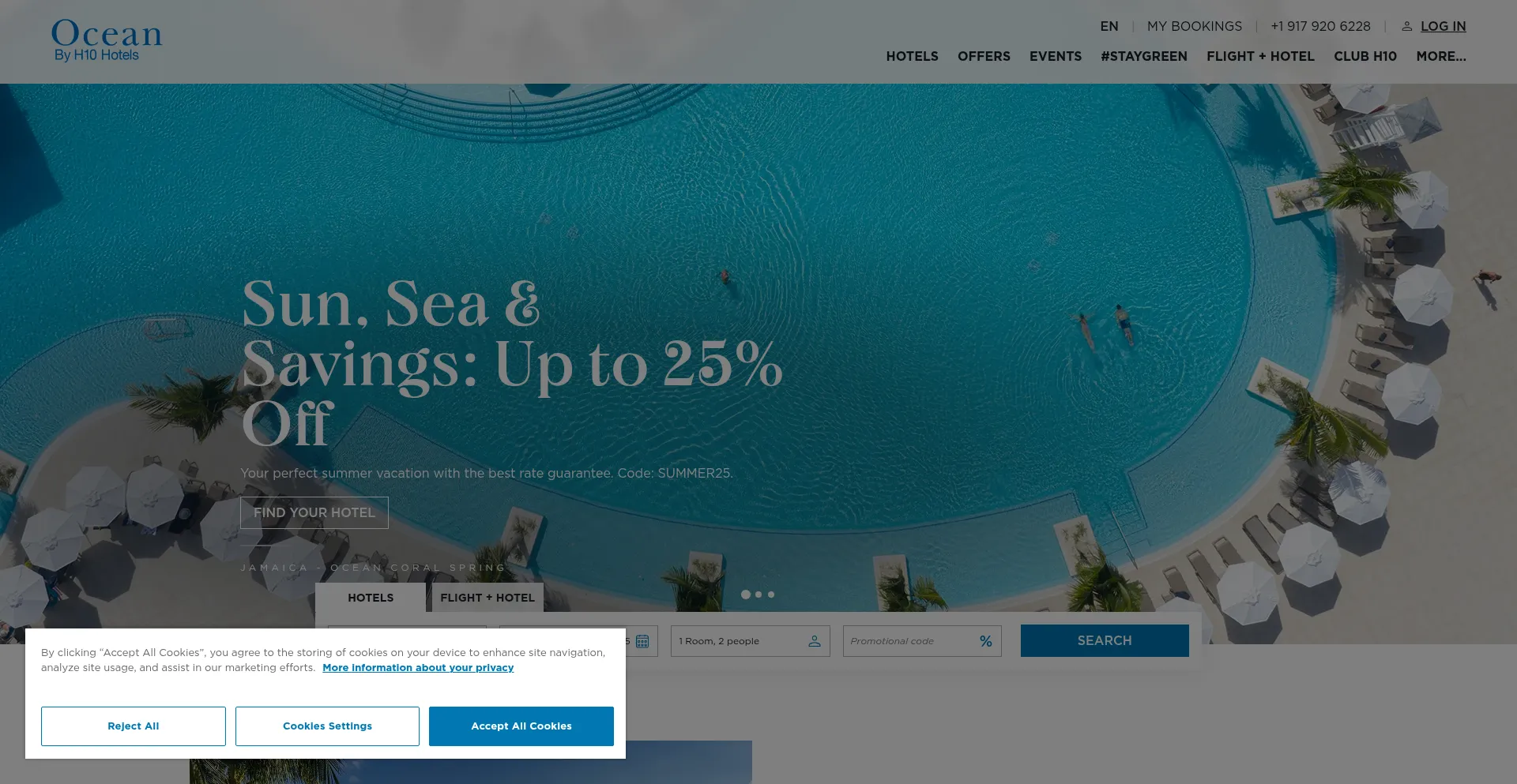 Website screenshot of Oceanhotels.com