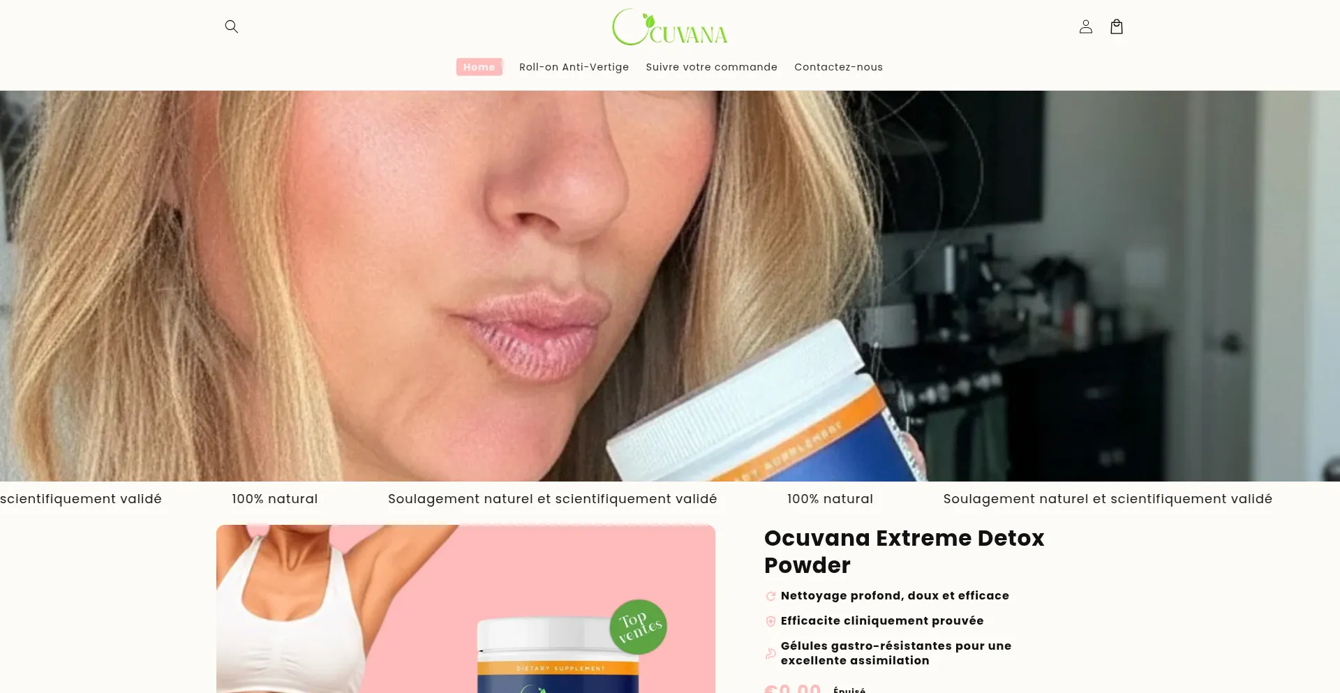 Website screenshot of Ocuvana.com