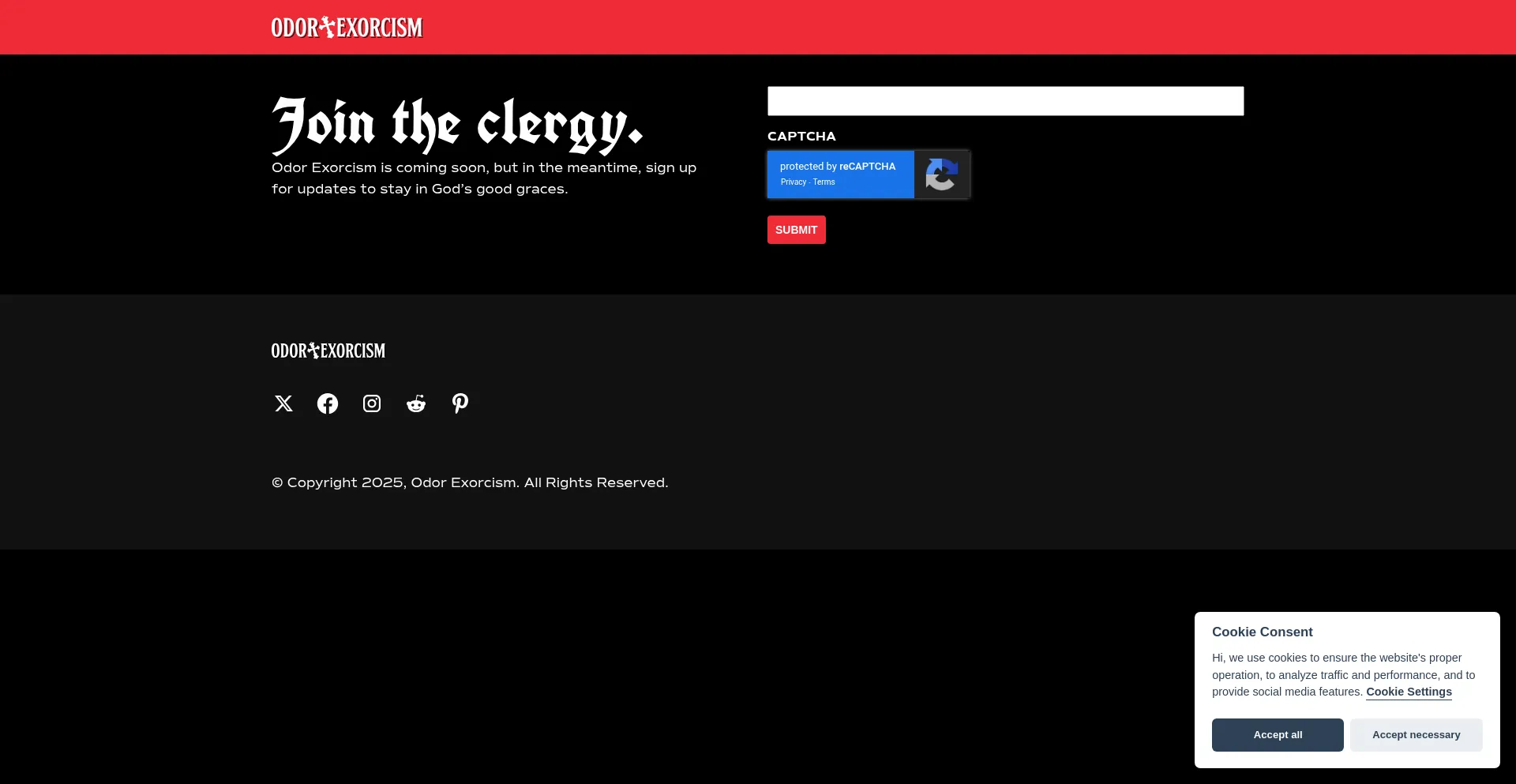 Website screenshot of Odorexorcism.com