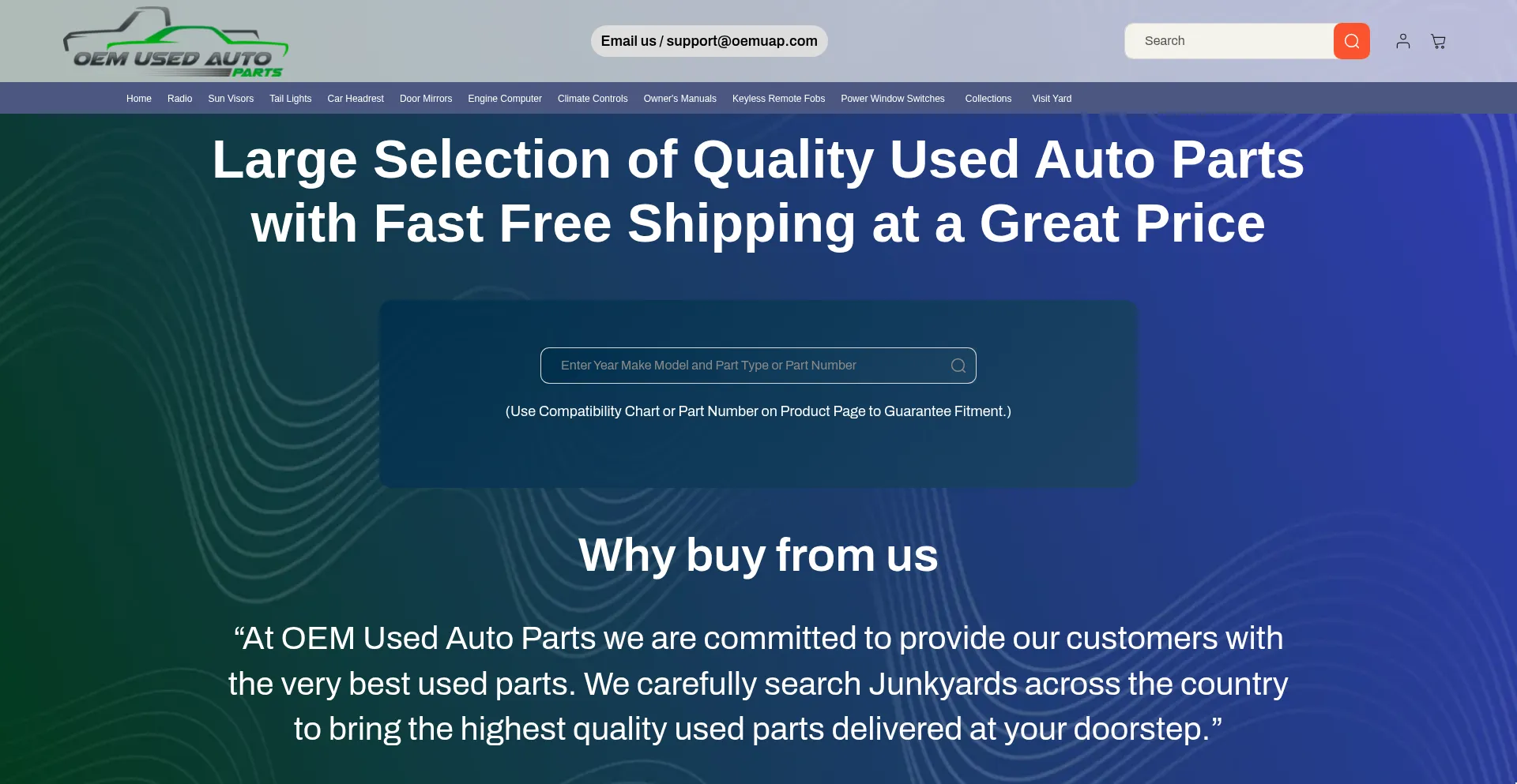 Website screenshot of Oemusedautoparts1.com