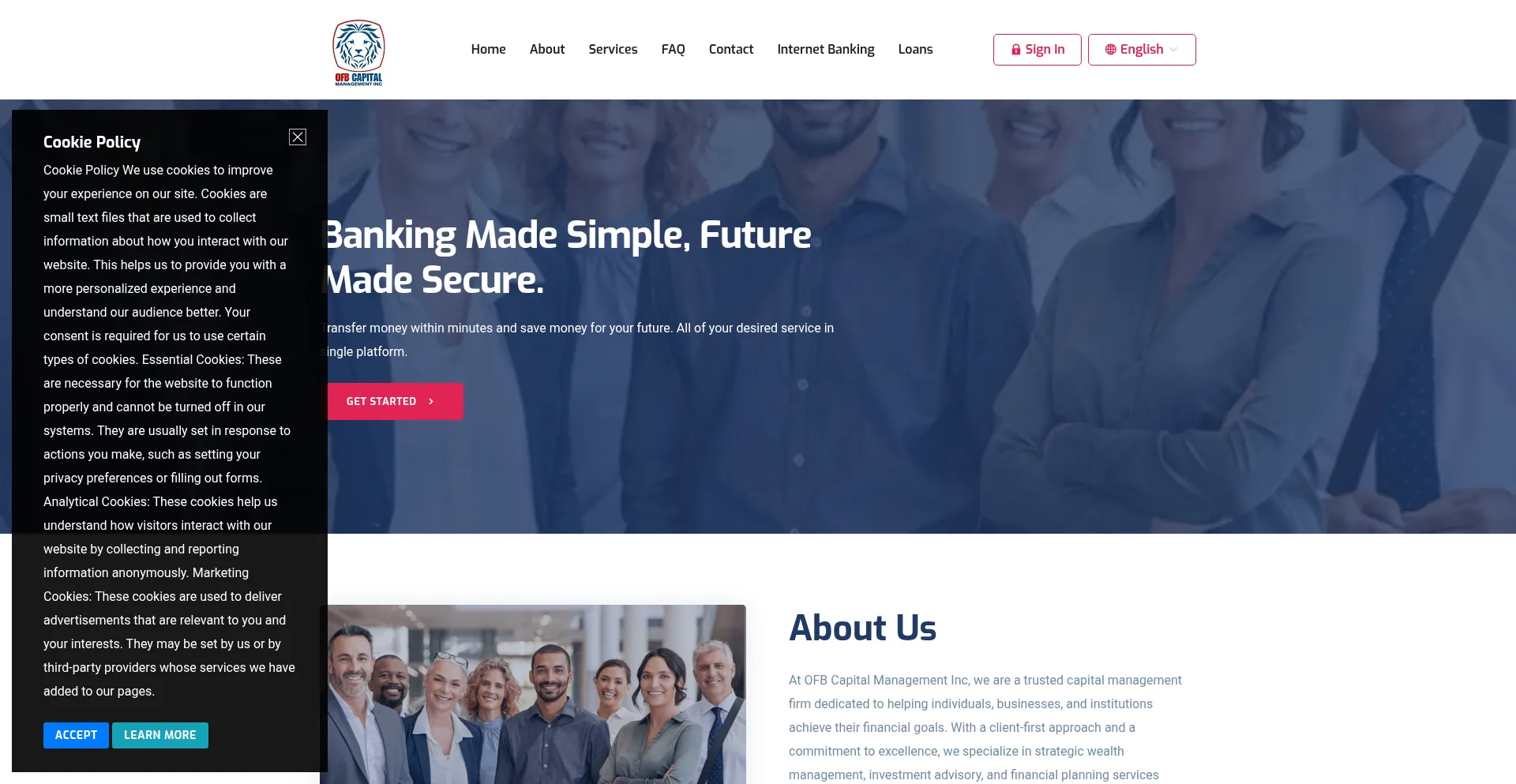 Website screenshot of Ofbcapitalinc.com