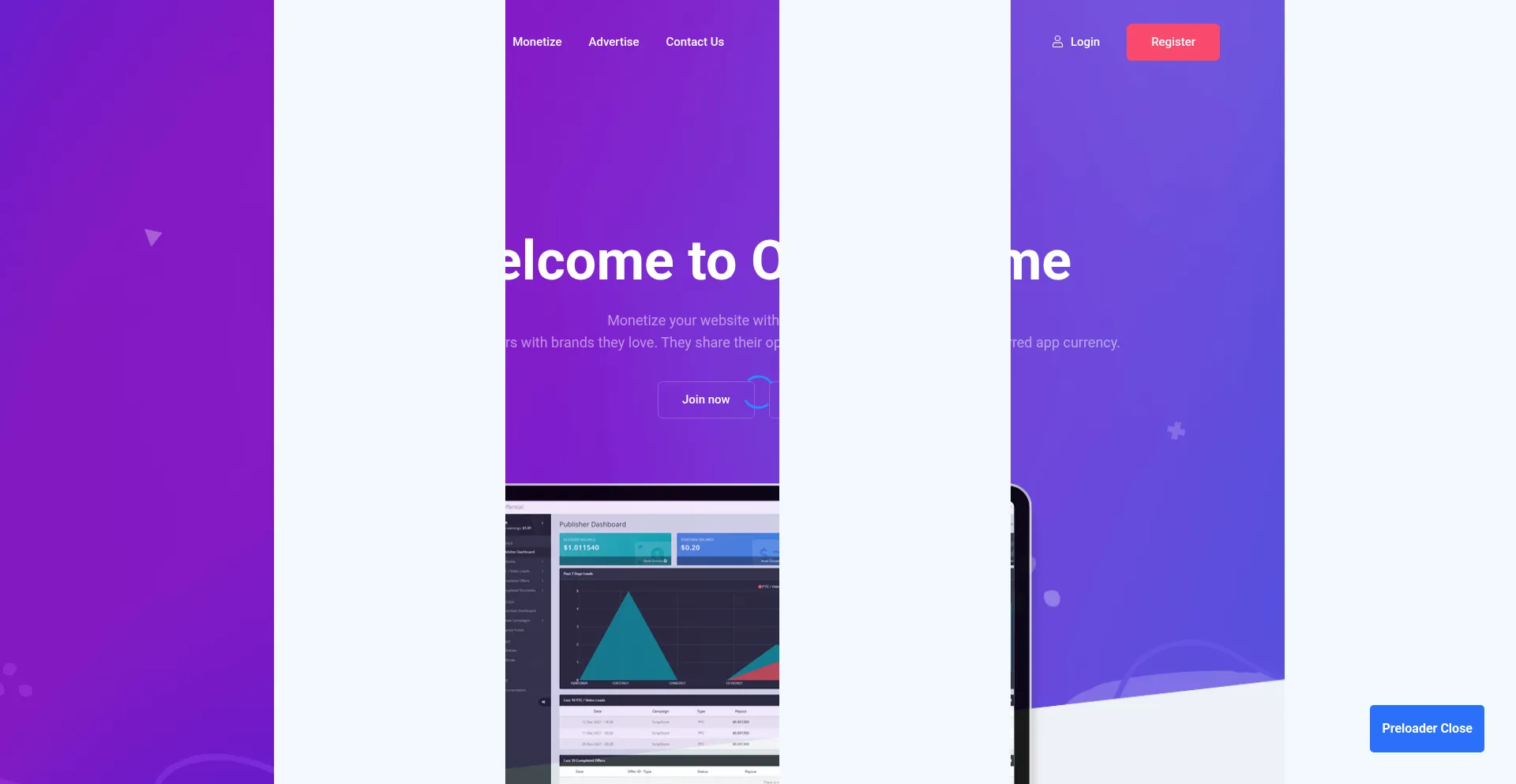 Website screenshot of Offerwall.me