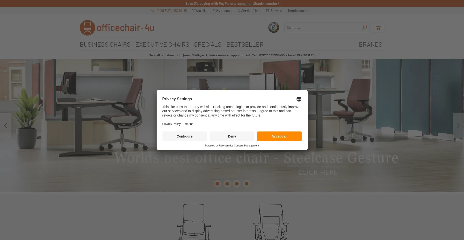 Website screenshot of Officechair-4u.com