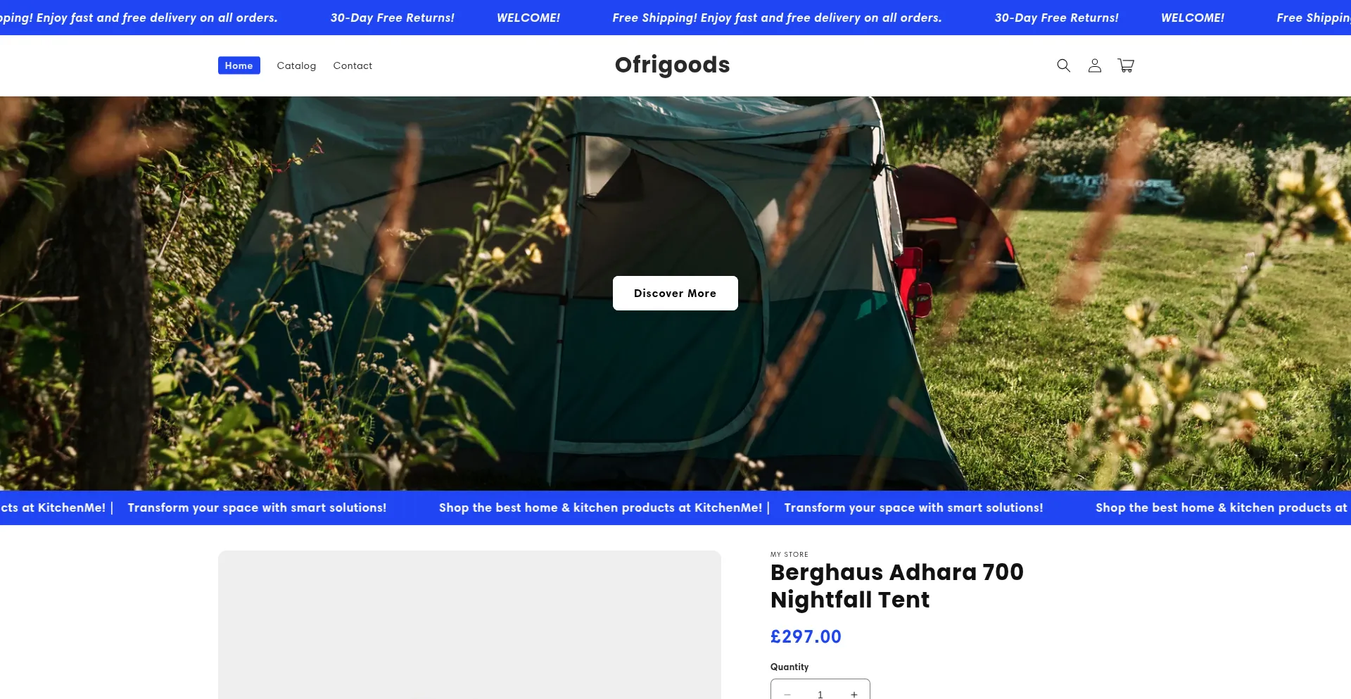 Website screenshot of Ofrigoods.myshopify.com